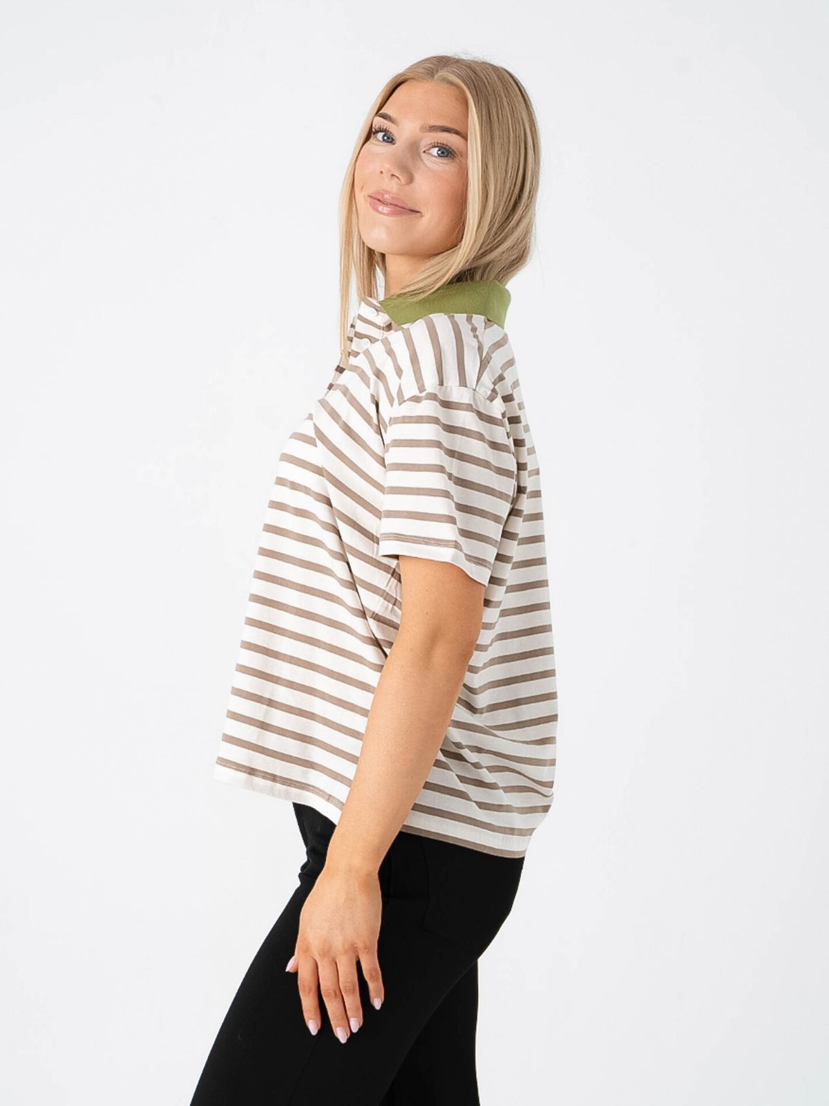 Ichi Mira Polo Short Sleeve Sepia Tint / Cloud Dancer