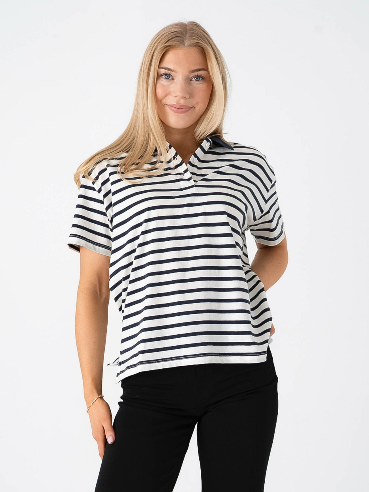 Ichi Mira Polo Short Sleeve Total Eclipse / Cloud Dancer