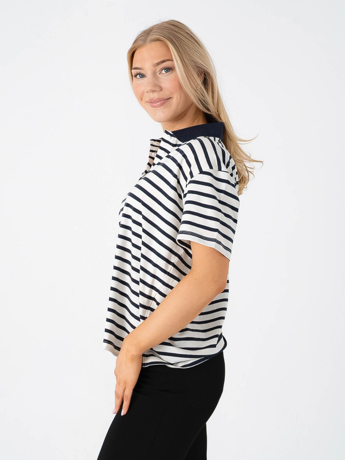 Ichi Mira Polo Short Sleeve Total Eclipse / Cloud Dancer