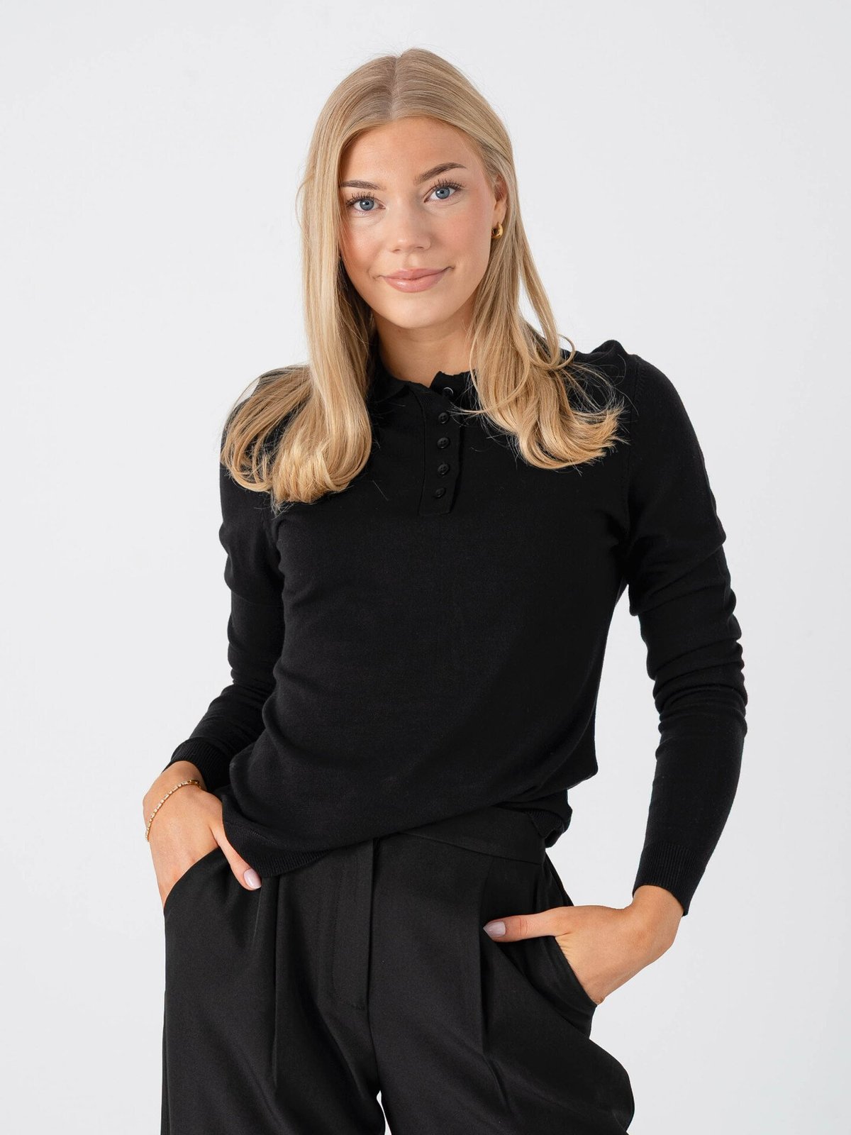 Ichi Mafa Polo Long Sleeve Black