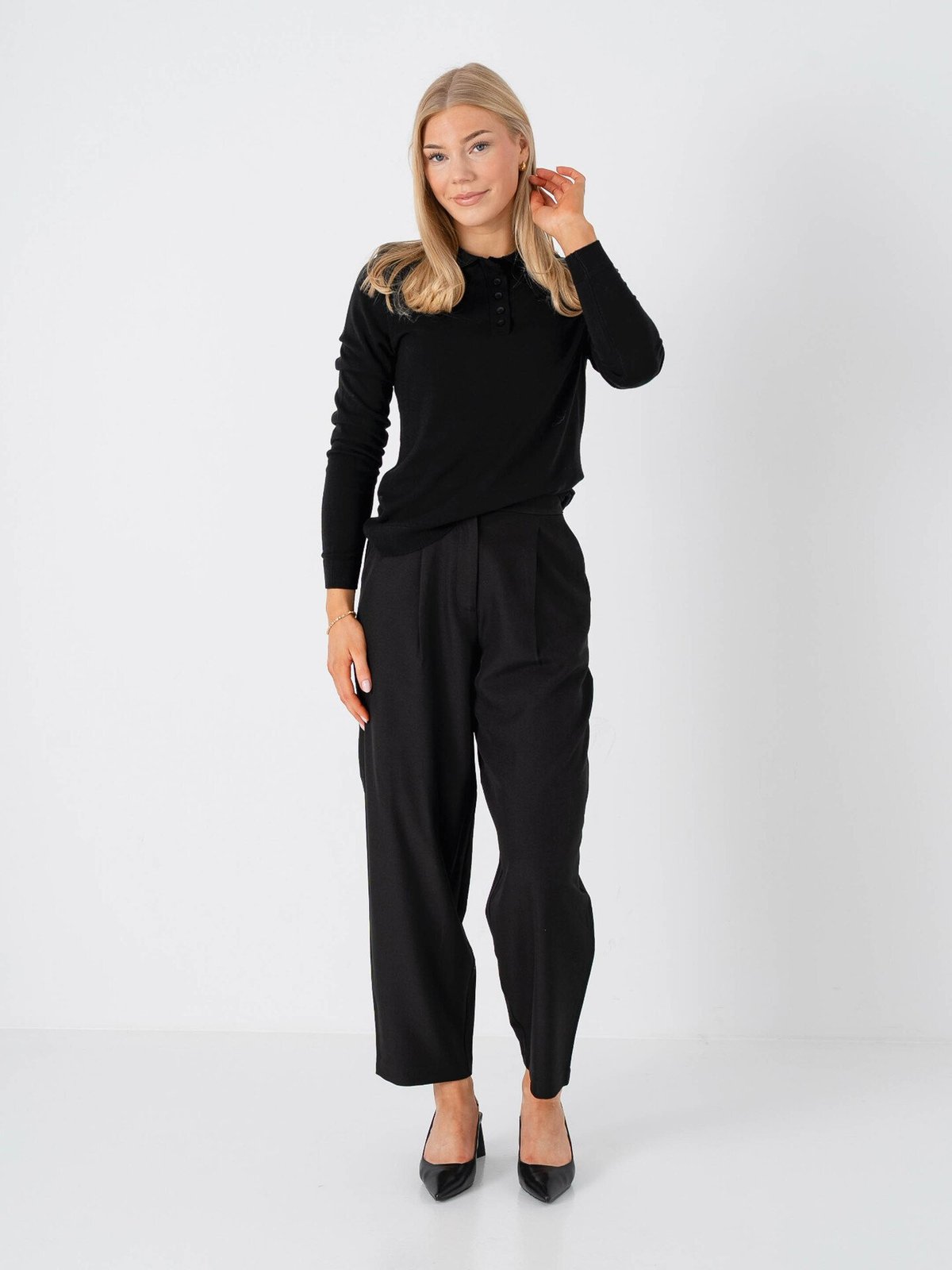 Ichi Mafa Polo Long Sleeve Black