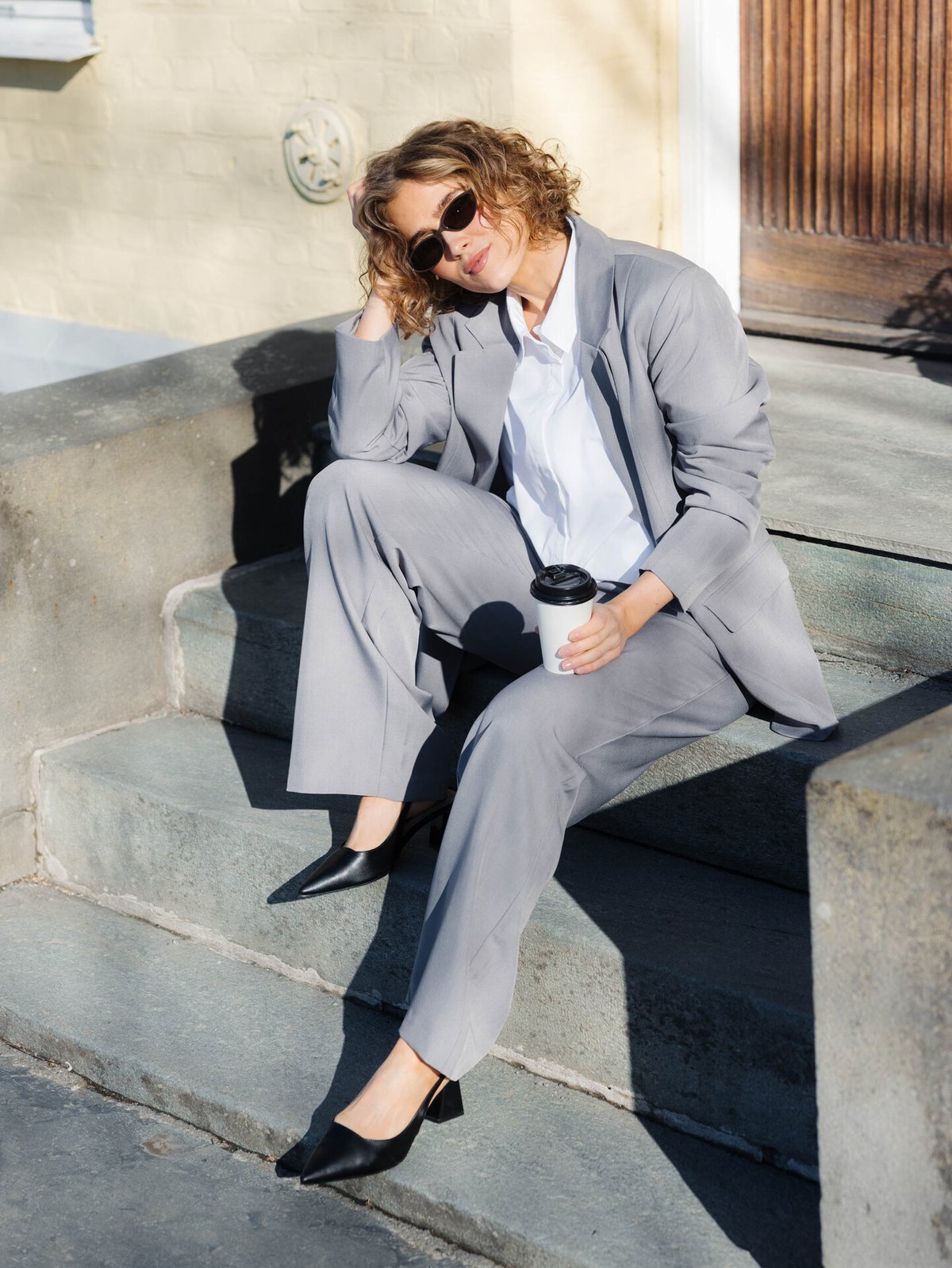 Ichi Fava Long Blazer Grey Melange