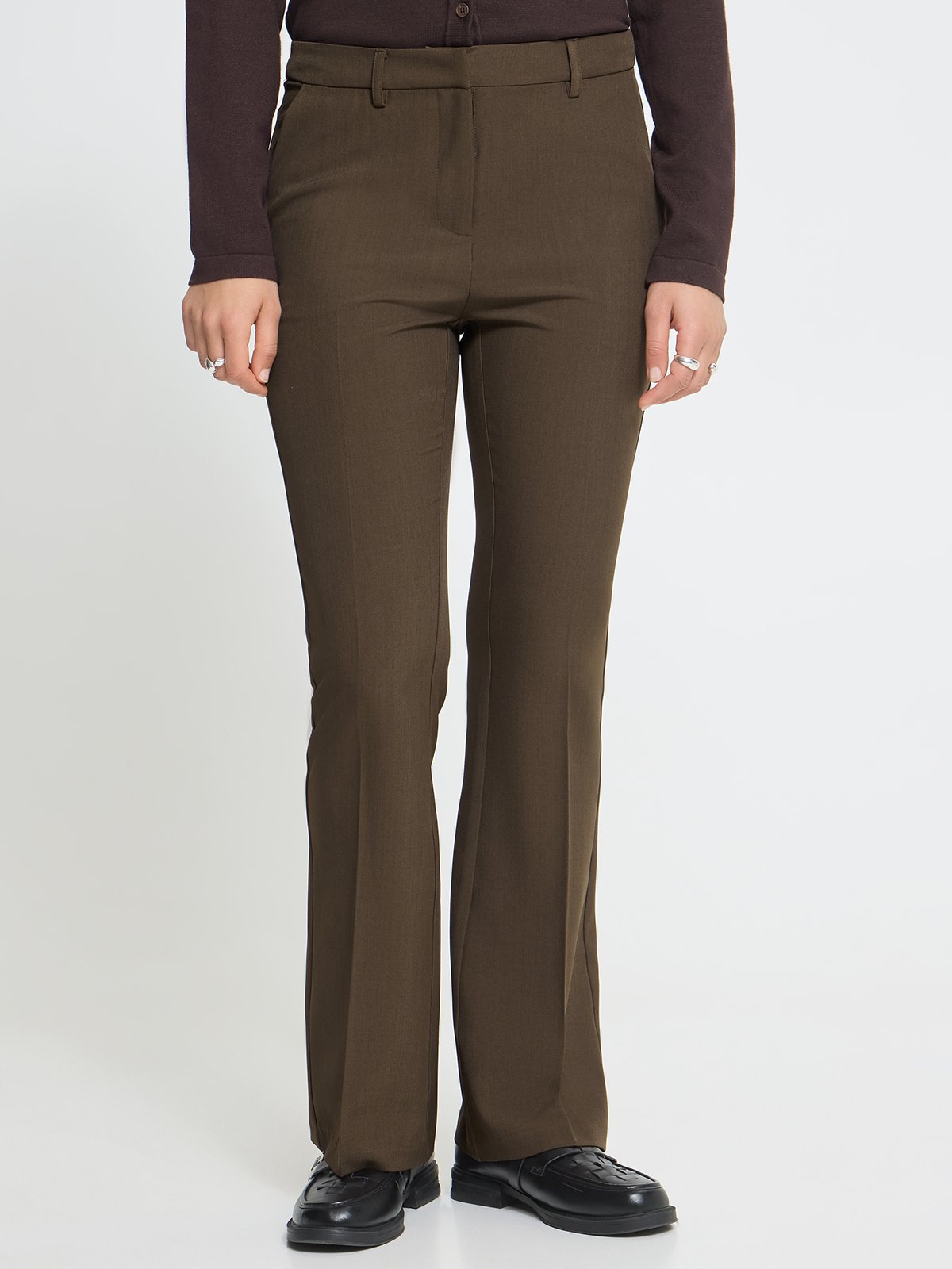 Ichi Fava Flared Pants Slate Black Melange