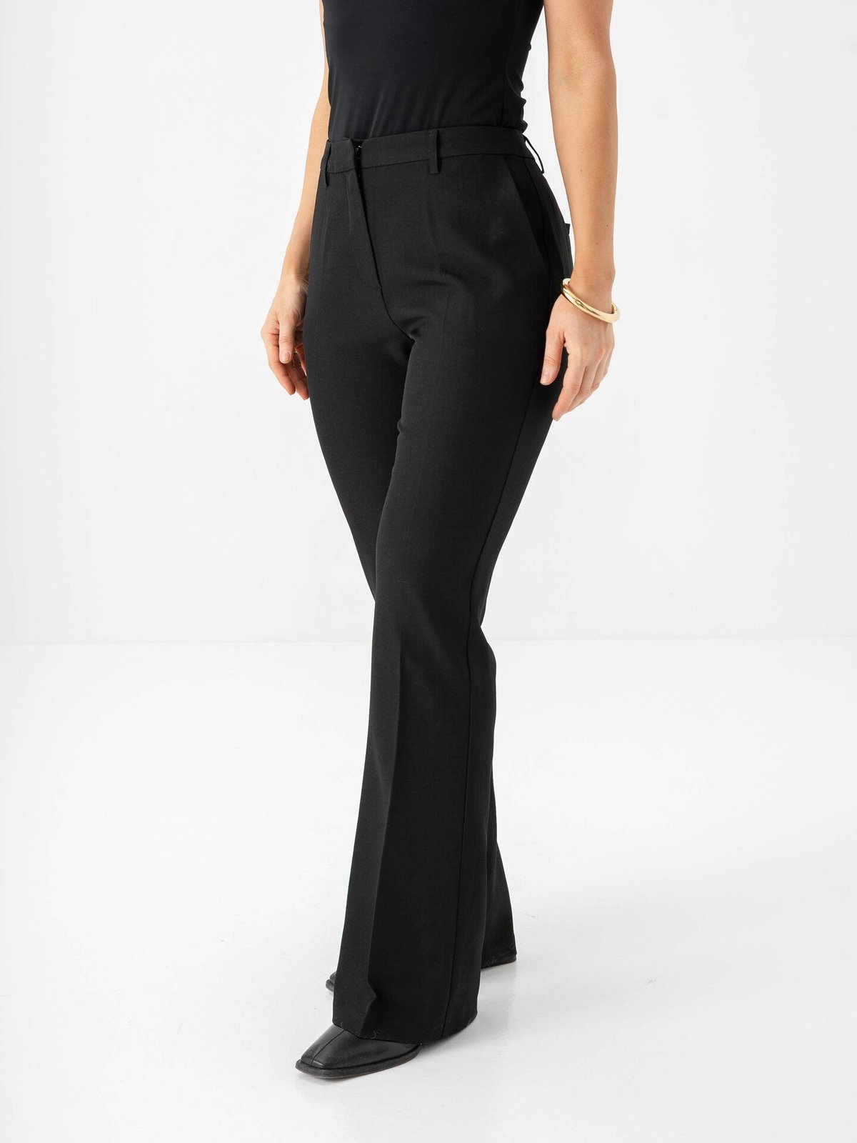 Ichi Fava Flared Pants Black