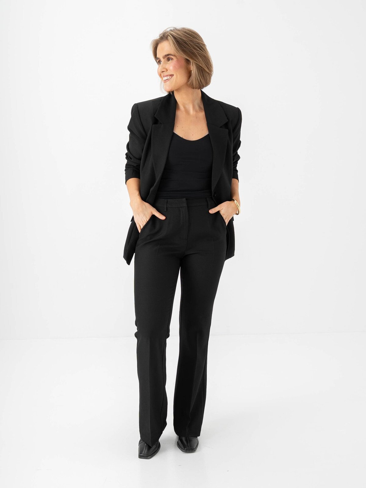 Ichi Fava Flared Pants Black