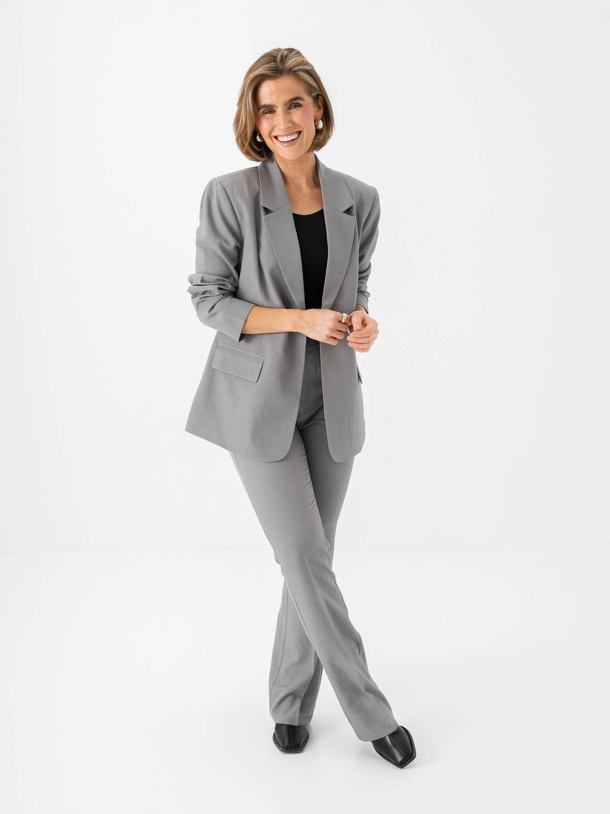 Ichi Fava Flared Pants Grey