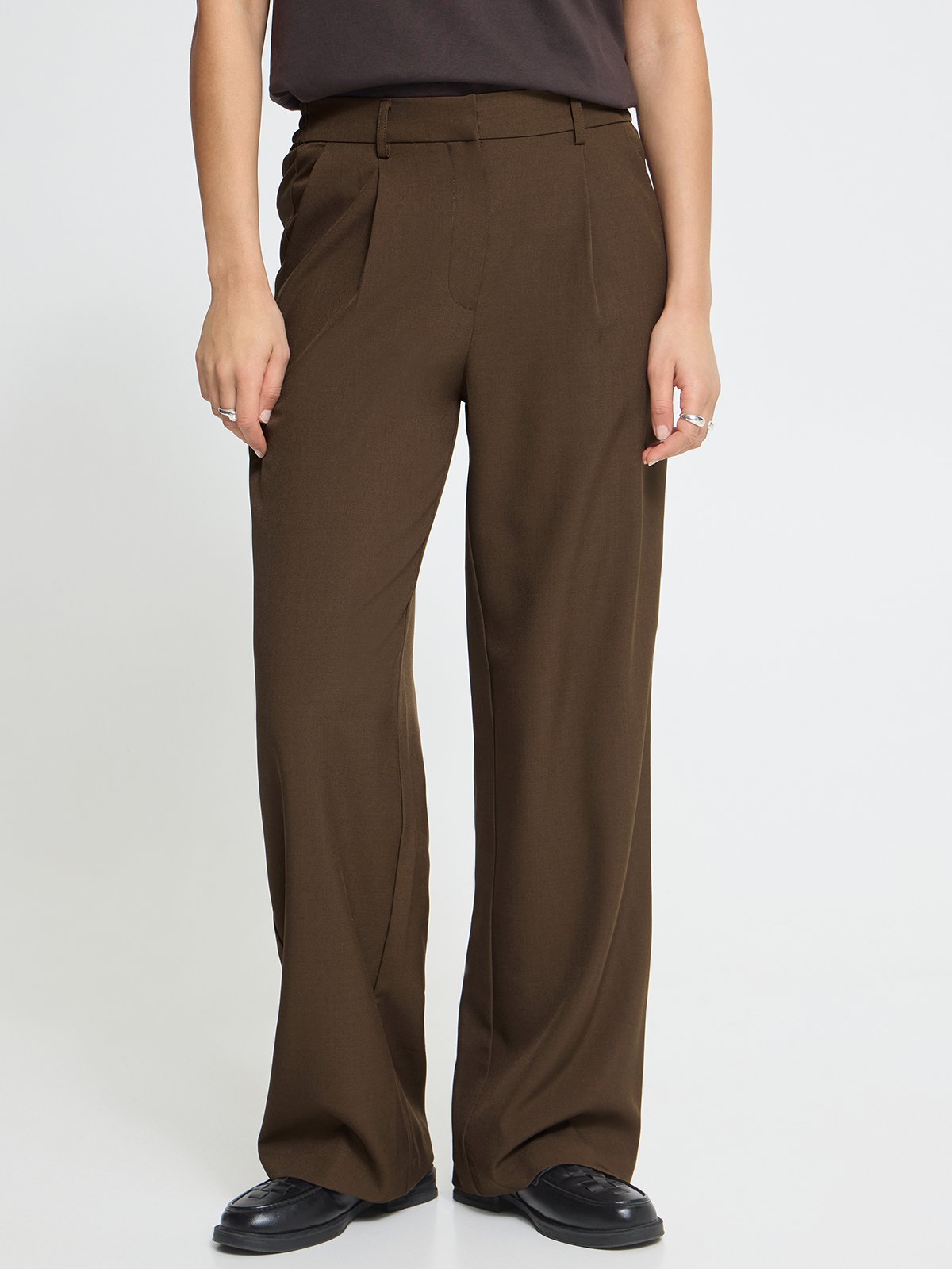 Ichi Fava Wide Pants Slate Black Melange