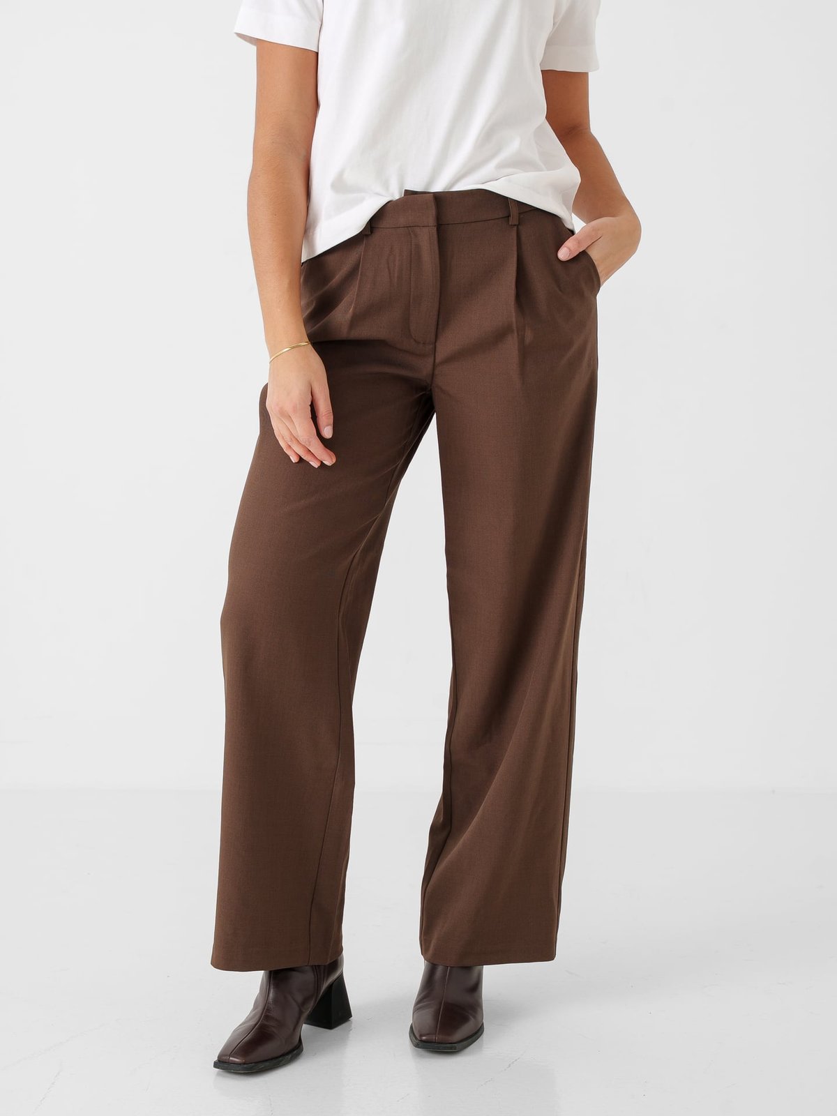 Ichi Fava Wide Pants Slate Black Melange