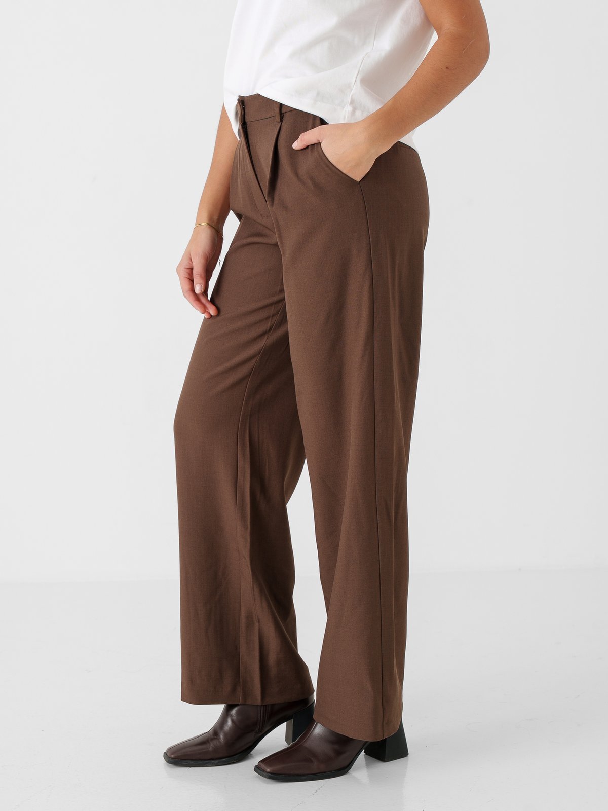 Ichi Fava Wide Pants Slate Black Melange
