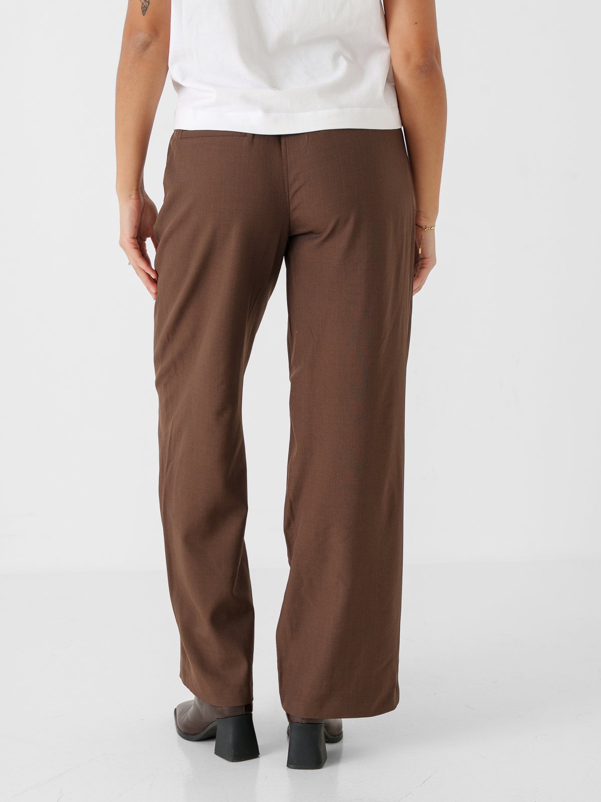 Ichi Fava Wide Pants Slate Black Melange