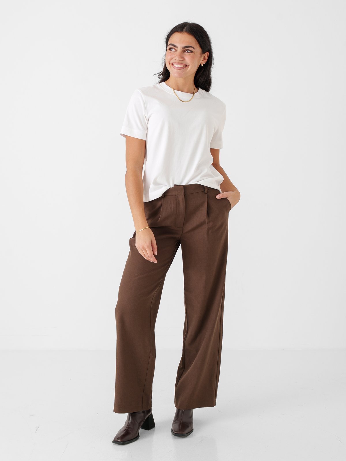Ichi Fava Wide Pants Slate Black Melange