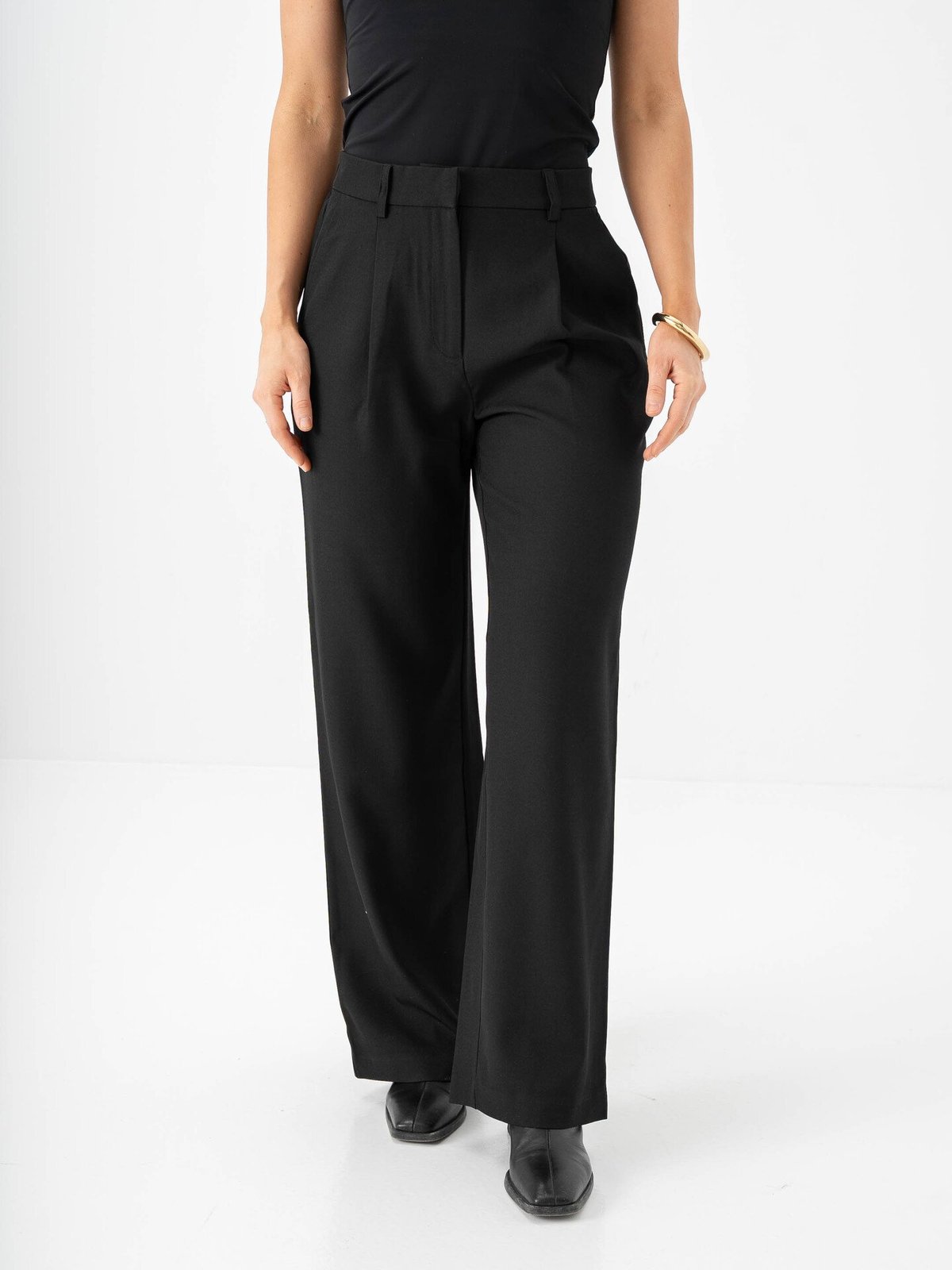 Ichi Fava Wide Pants Black