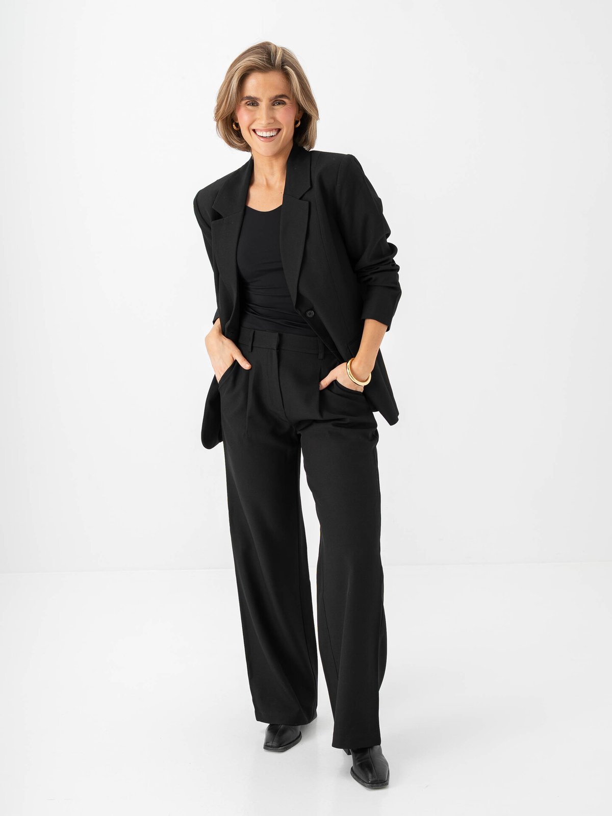 Ichi Fava Wide Pants Black