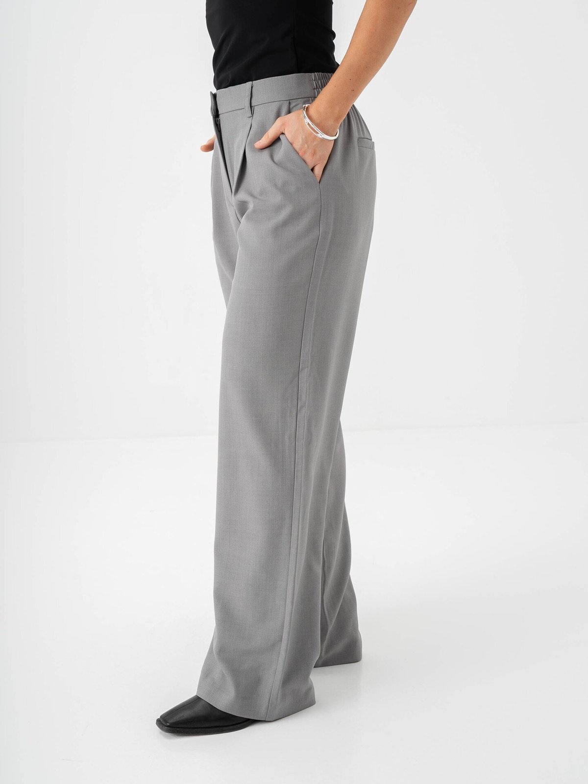 Ichi Fava Wide Pants Grey