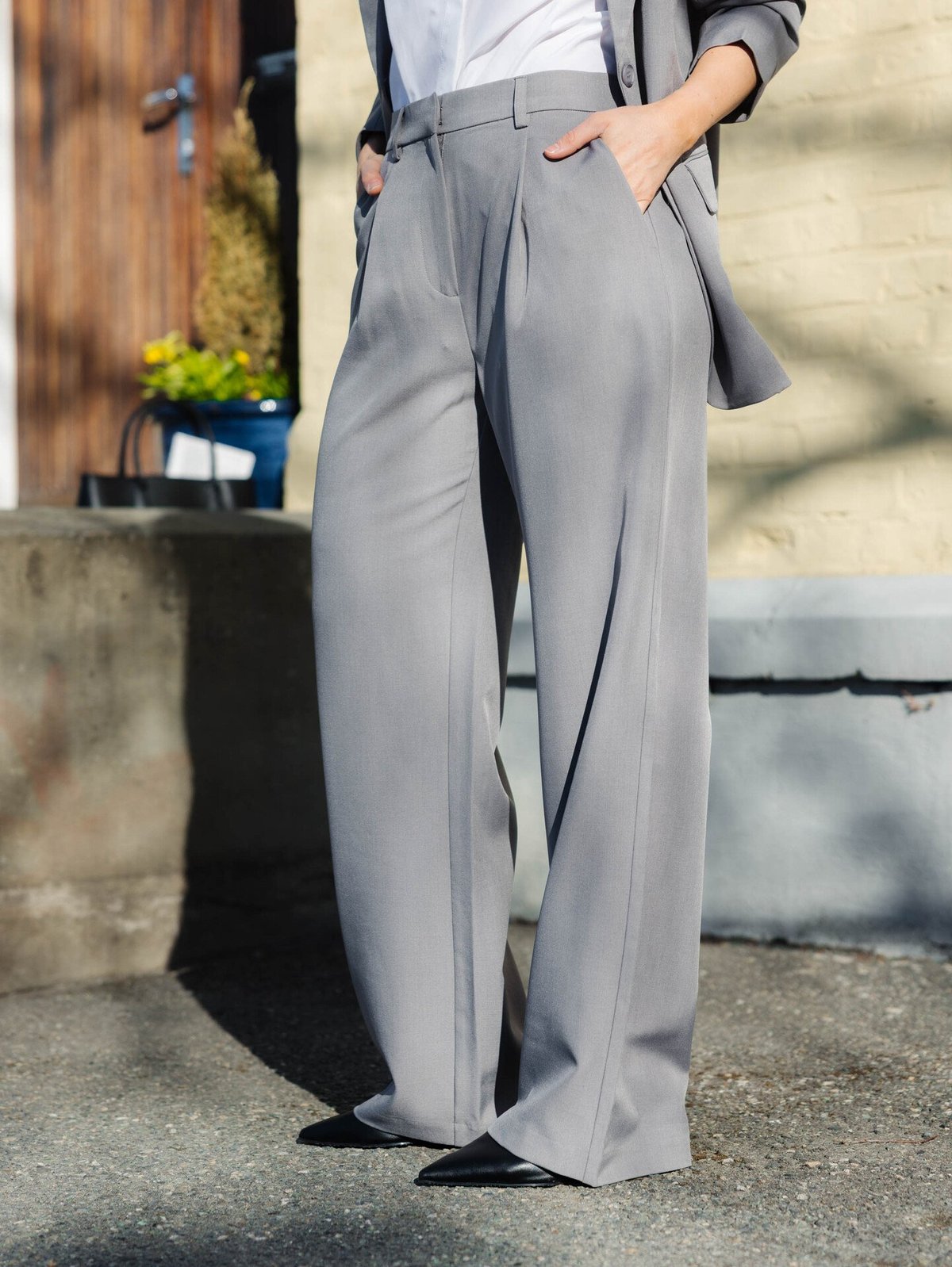 Ichi Fava Wide Pants Grey