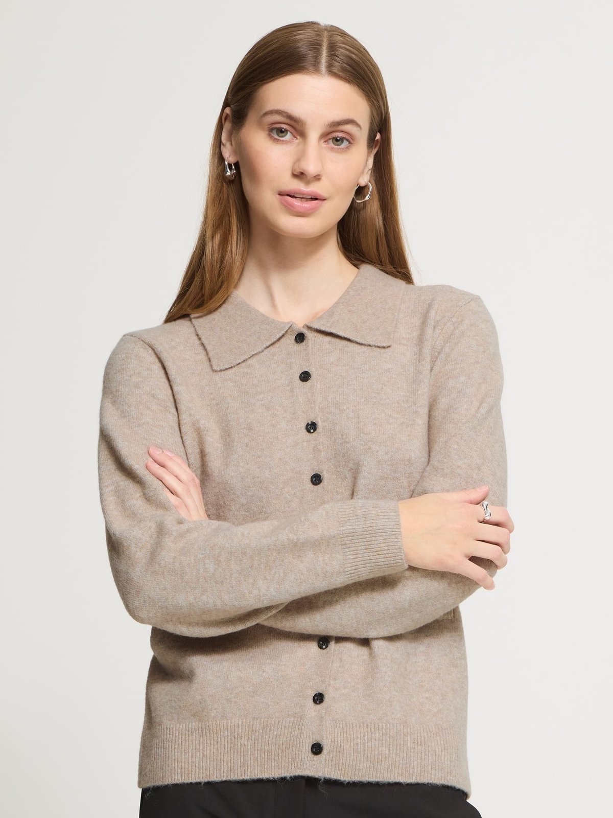 Ichi Dasila Cardigan Oatmel Melange