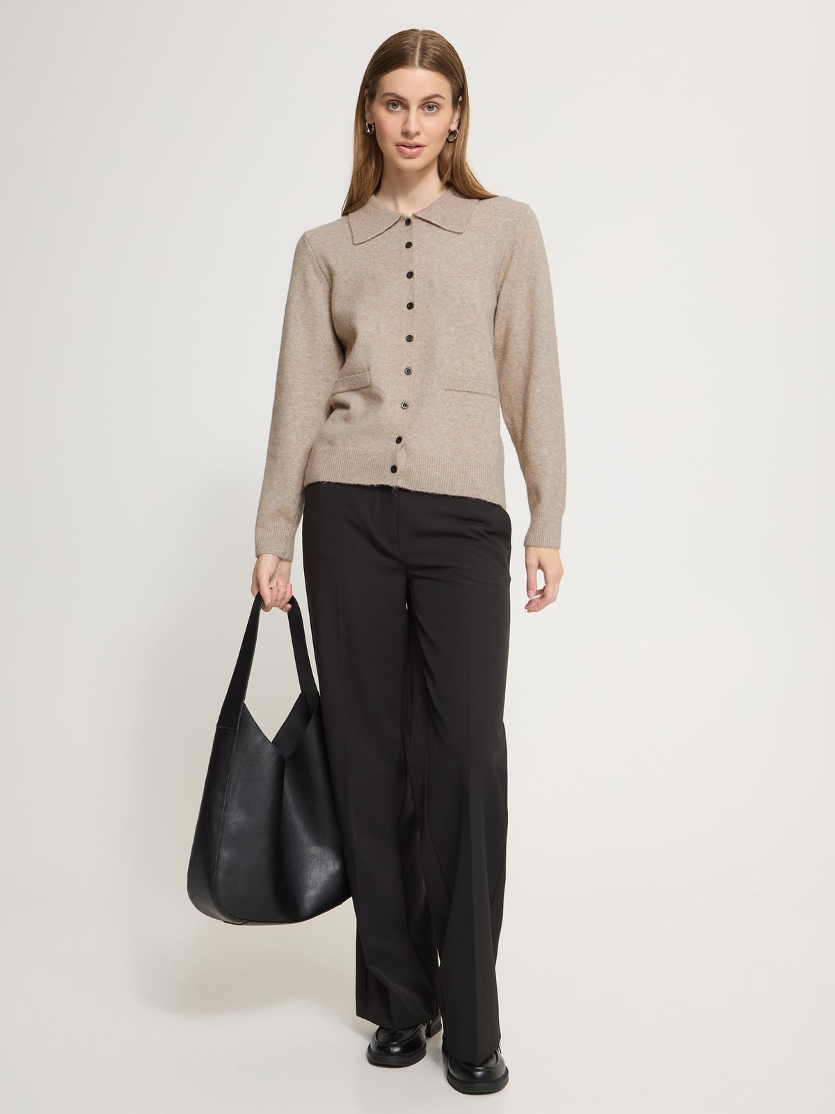 Ichi Dasila Cardigan Oatmel Melange