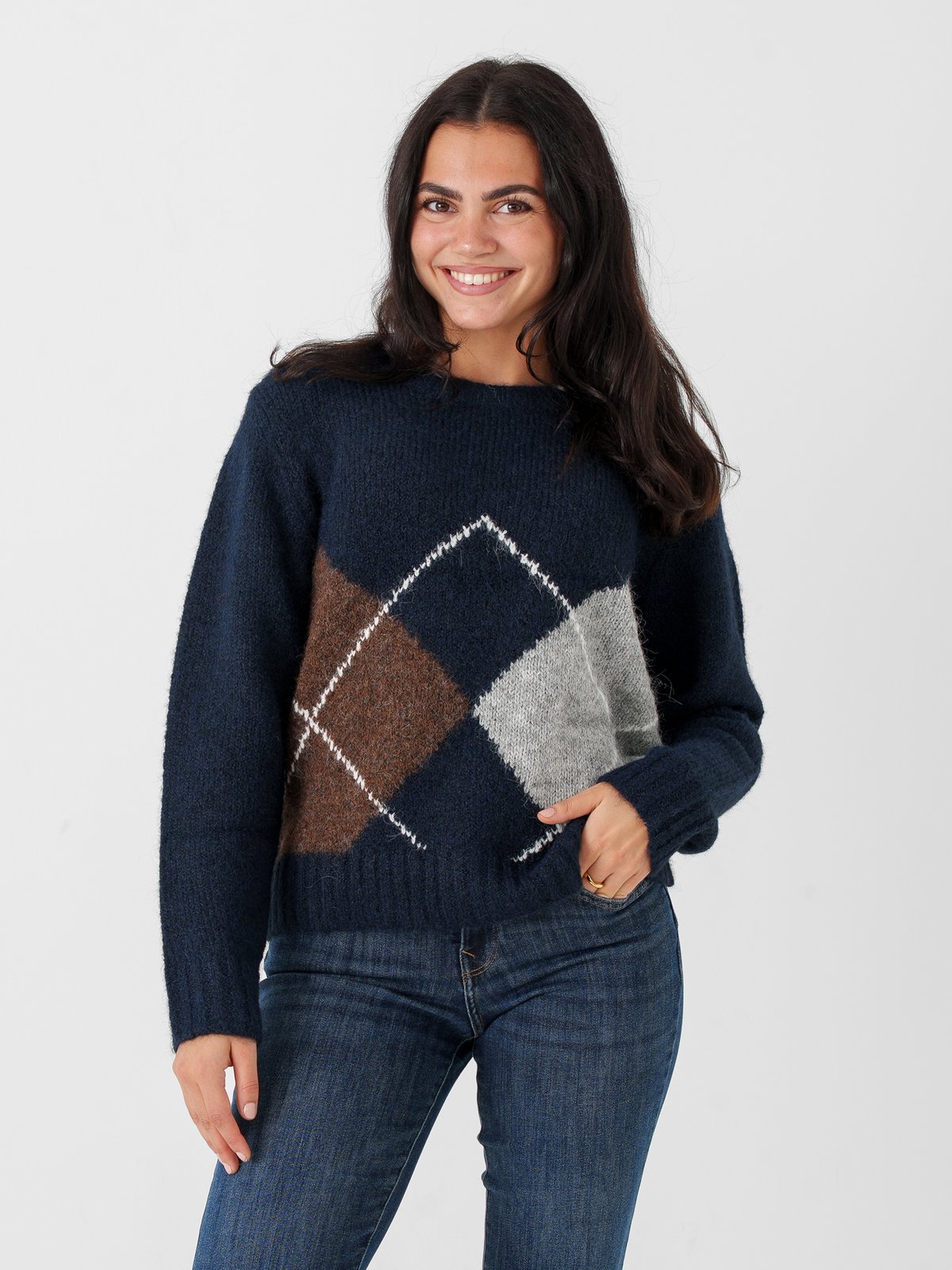 Ichi Bayana Long Sleeve Pullover Total Eclipse Harlekin