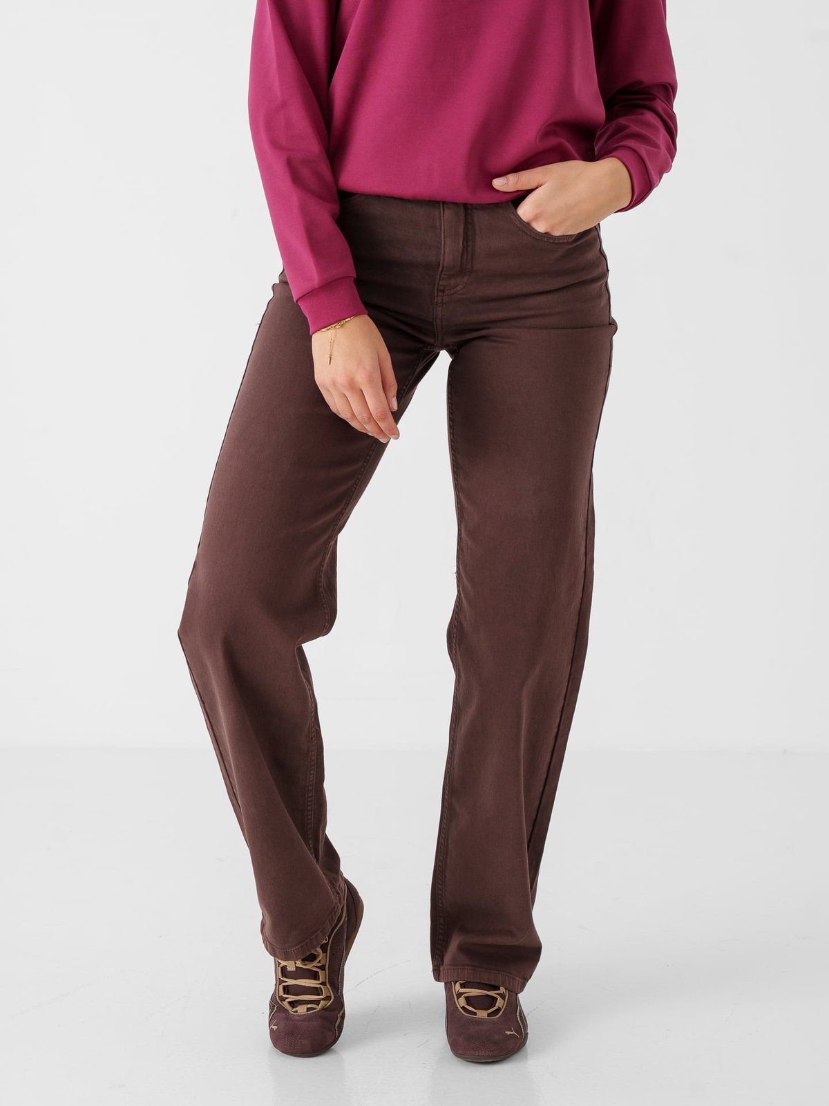 Ichi Ziggy Straight Pant Coffee Bean