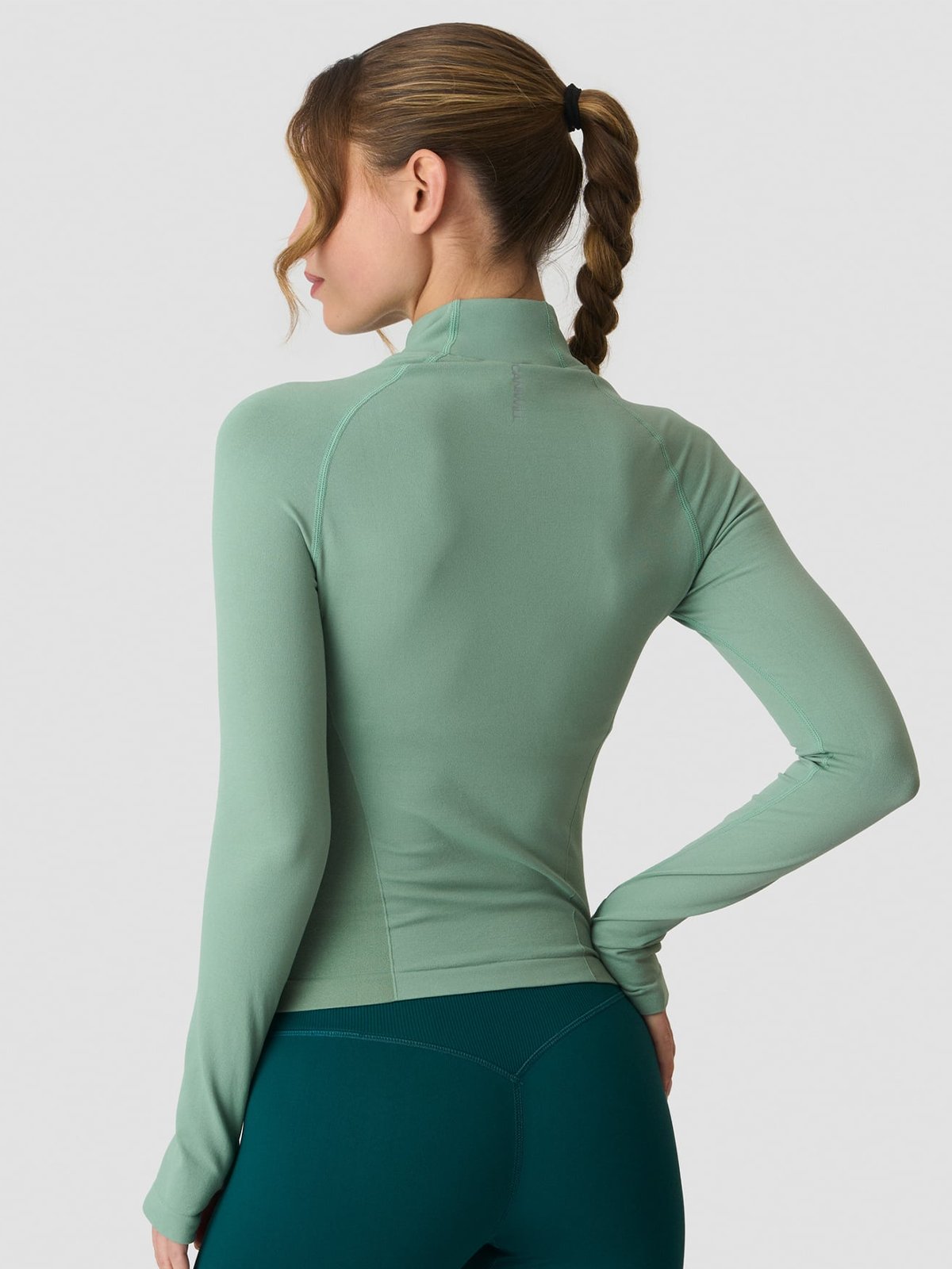 ICIW Define Seamless Invisible 1/2 Zip Long Sleeve Light Moss Green