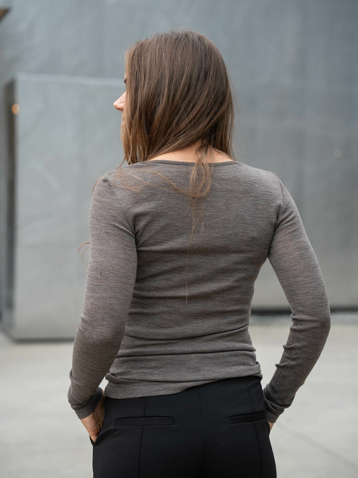 InWear Fang Wool T-Shirt Long Sleeve Brown Melange