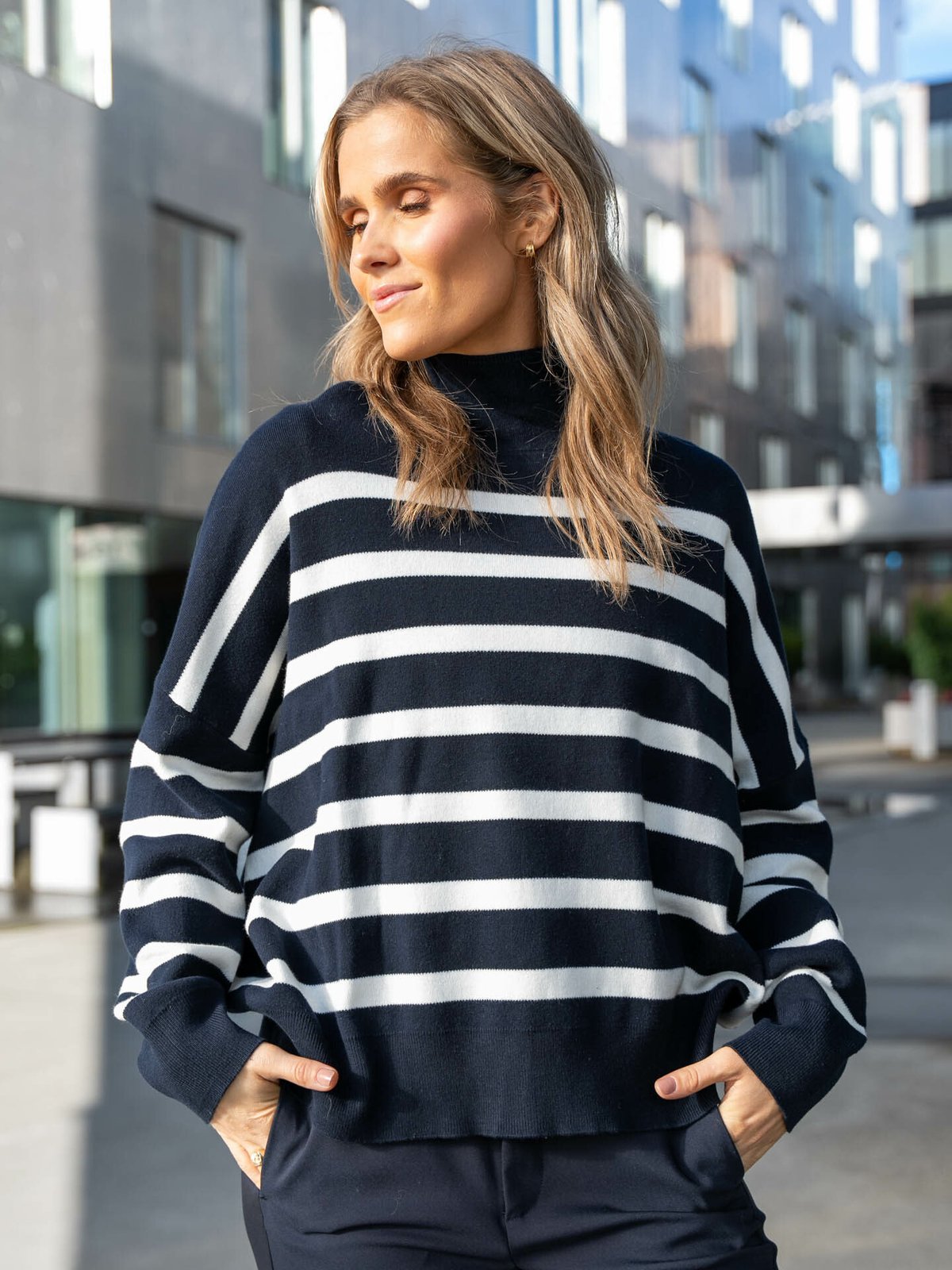 InWear Tenley Turtleneck Pullover Blue/White