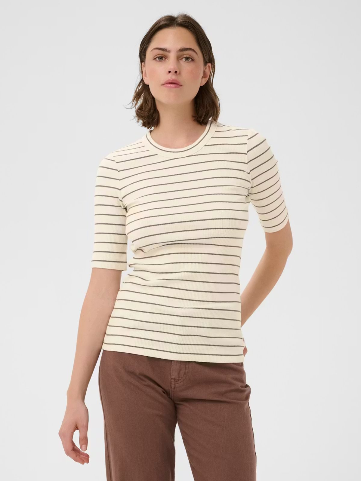 InWear Dagna Striped T-Shirt Vanilla / Coffee Quartz Stripe / White
