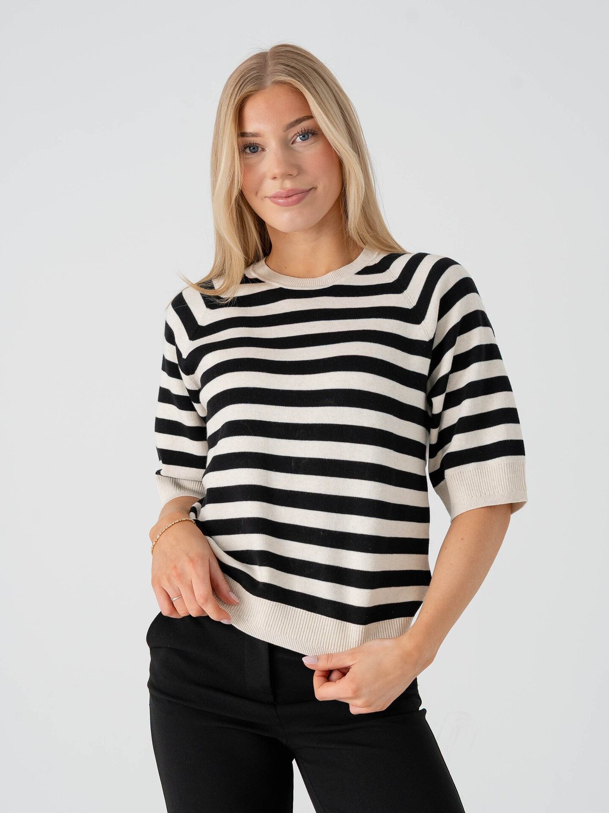 InWear Madie Tee Black / Whisper White Stripe