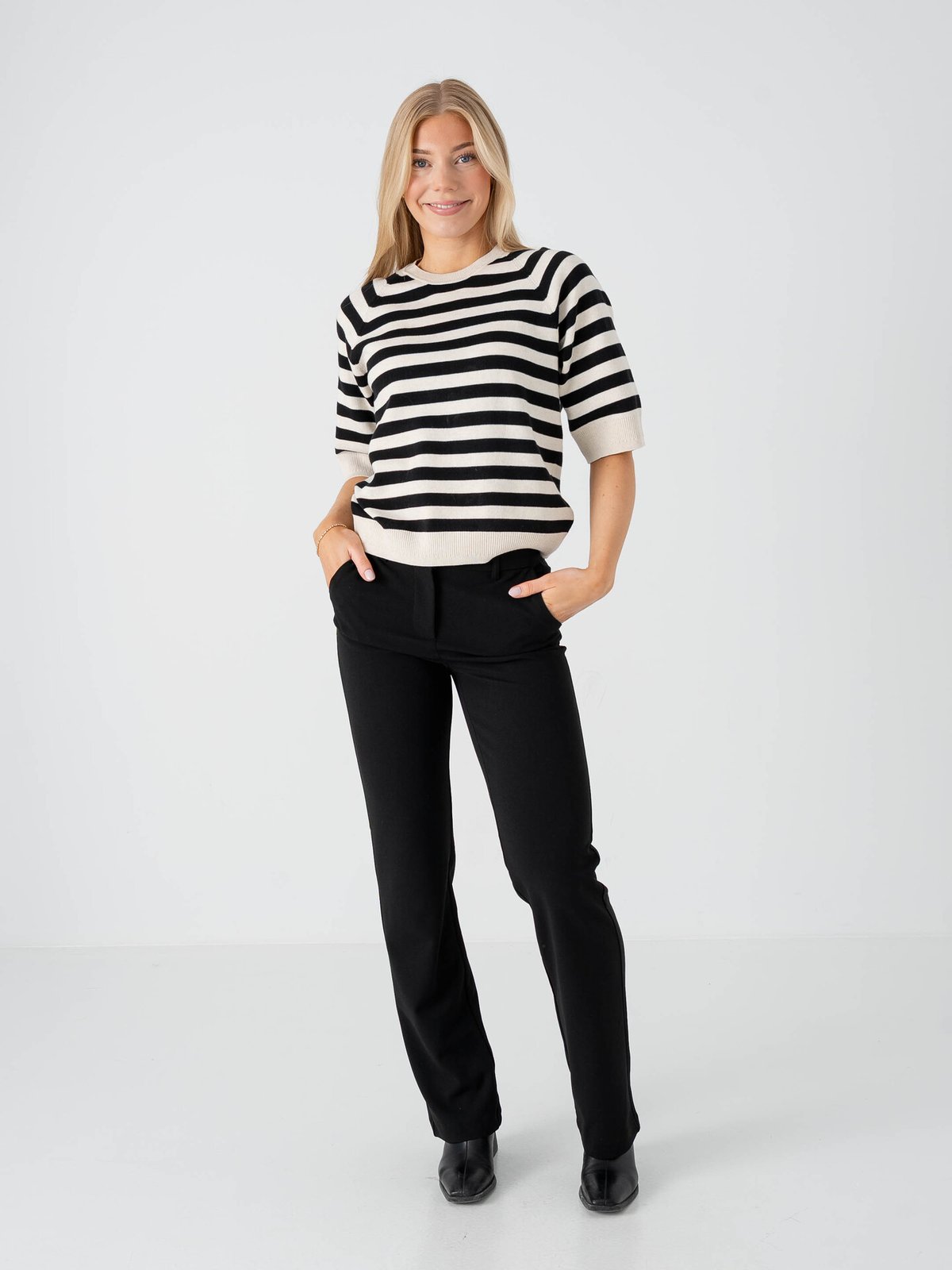 InWear Madie Tee Black / Whisper White Stripe