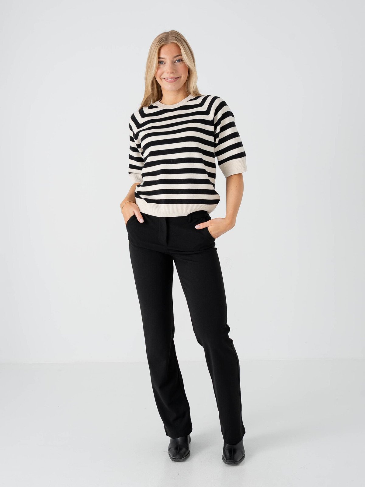 InWear Madie Tee Black / Whisper White Stripe