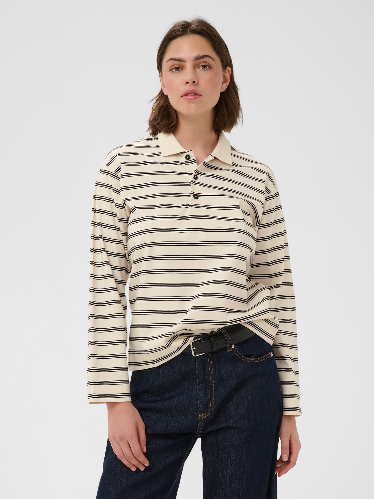 InWear Fikkia Polo T-shirt Vanilla Triple Stripe