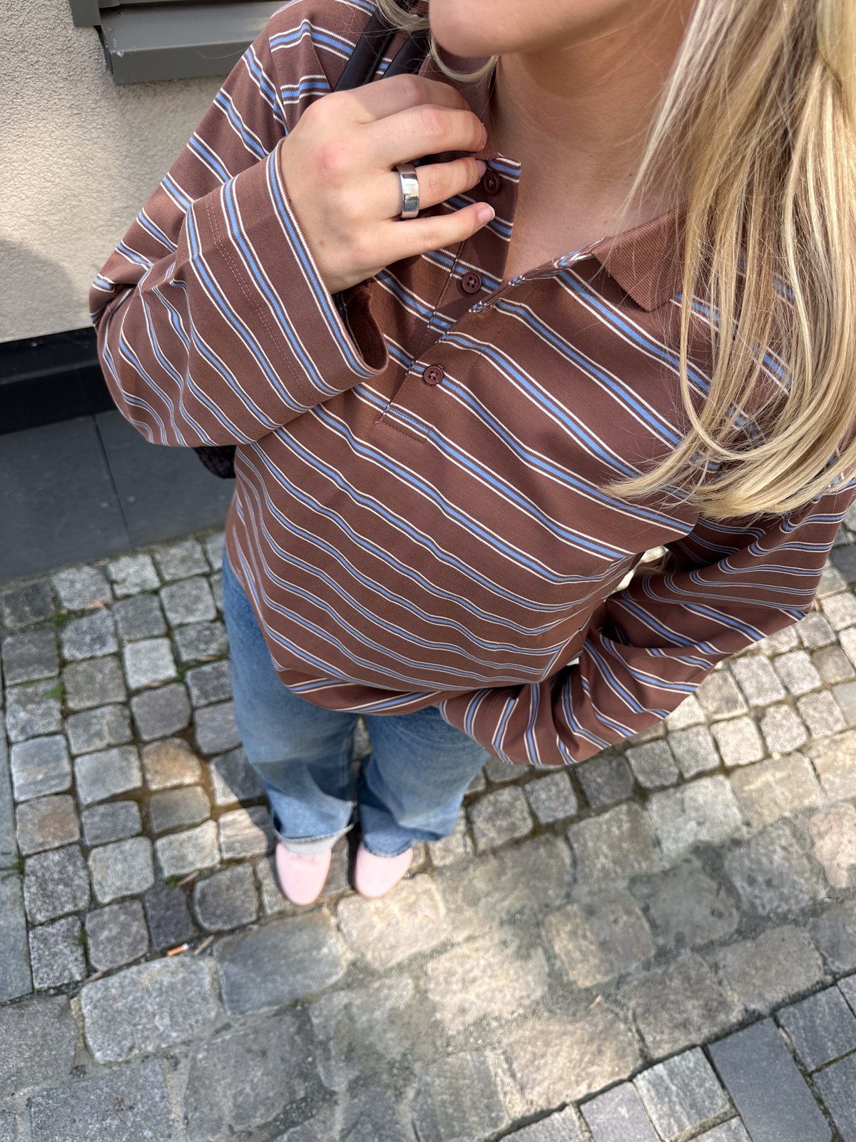 InWear Fikkia Polo T-shirt Chocolate Malt Triple Stripe