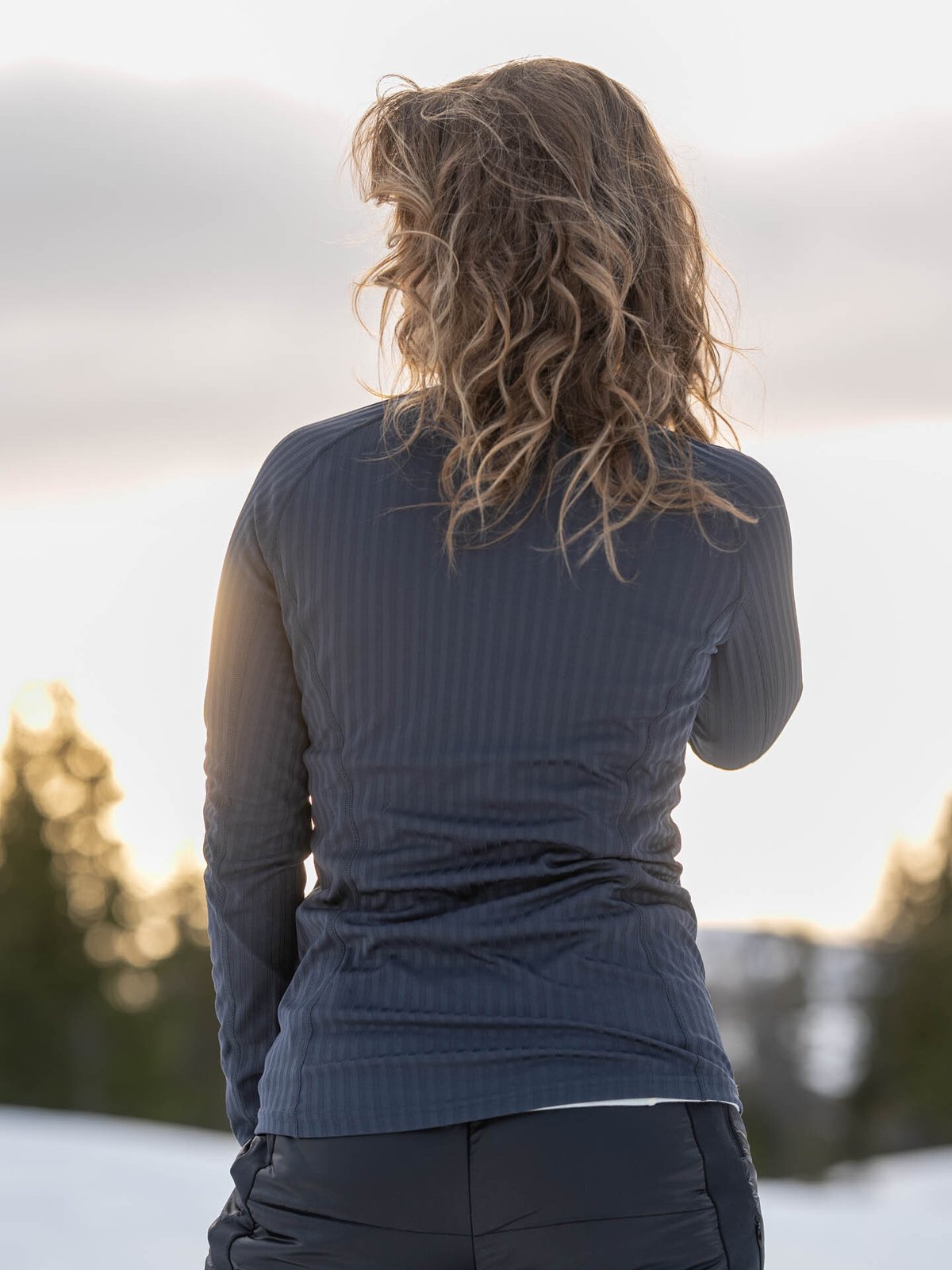 Johaug Rib Tech Half Zip Gråblå