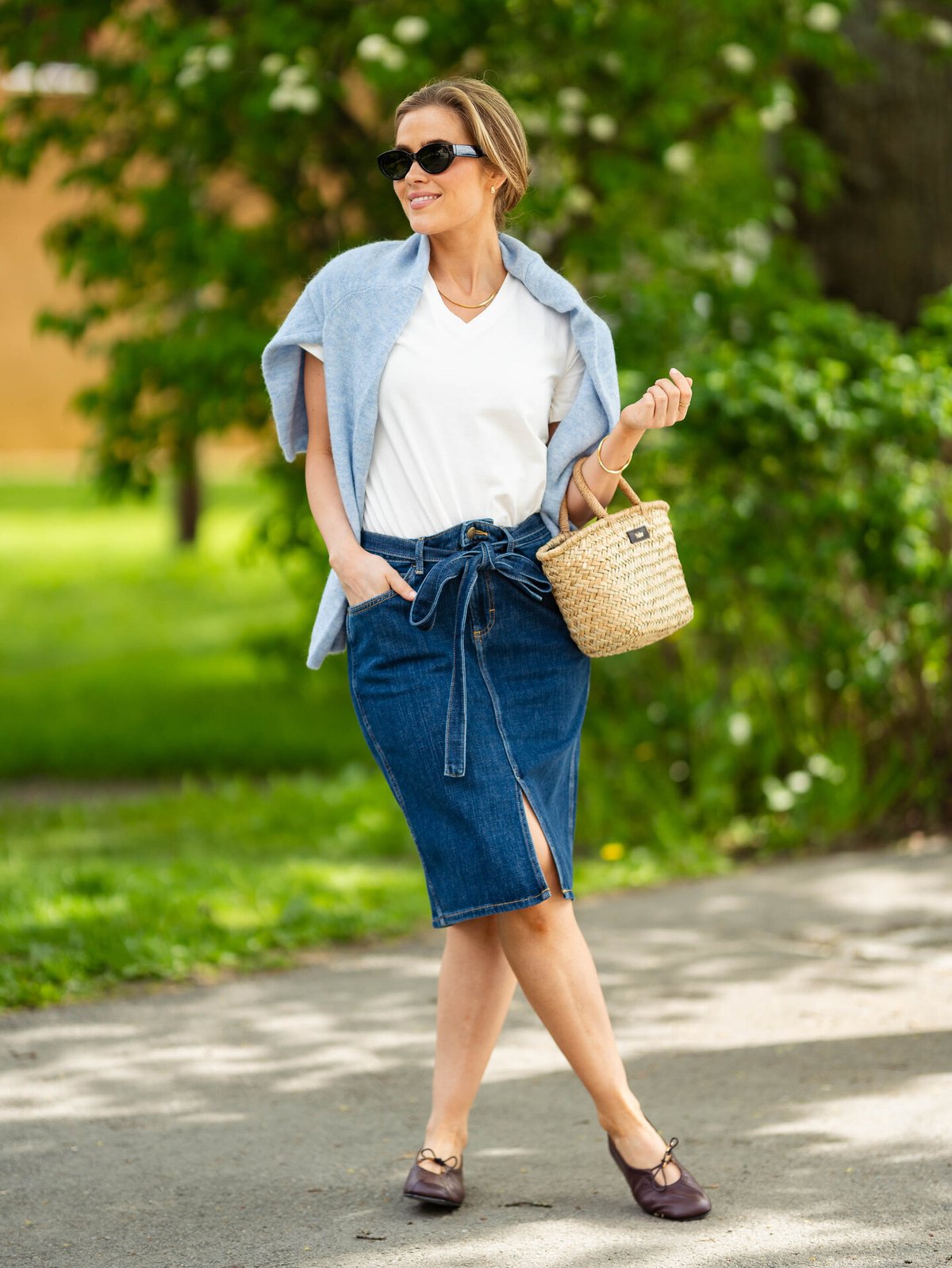 Lee Midi Skirt With Bow Seaside Trip
