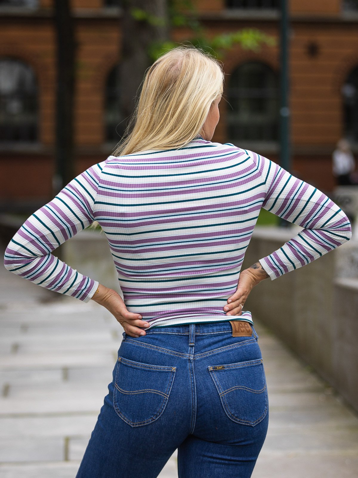 Lee Ribbed Long Sleeve High Neck Ecru