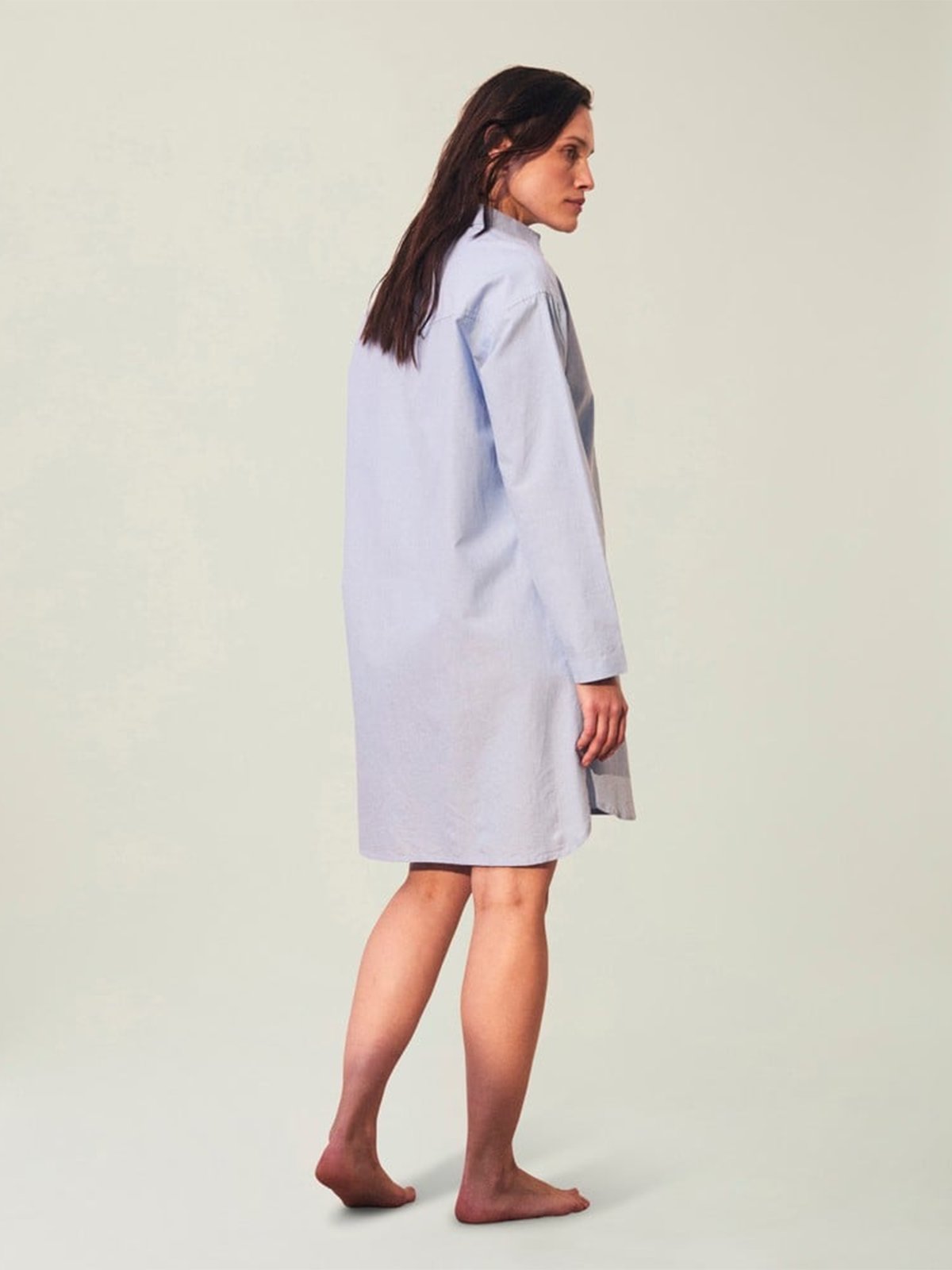 Lexington ICONS Luna Organic Cotton Light Oxford Nightshirt Blå