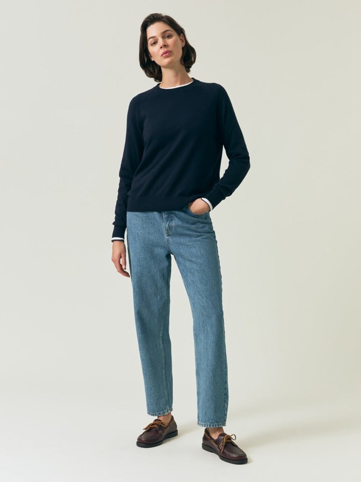 Lexington Freya Cotton/Cashmere Sweater Blå