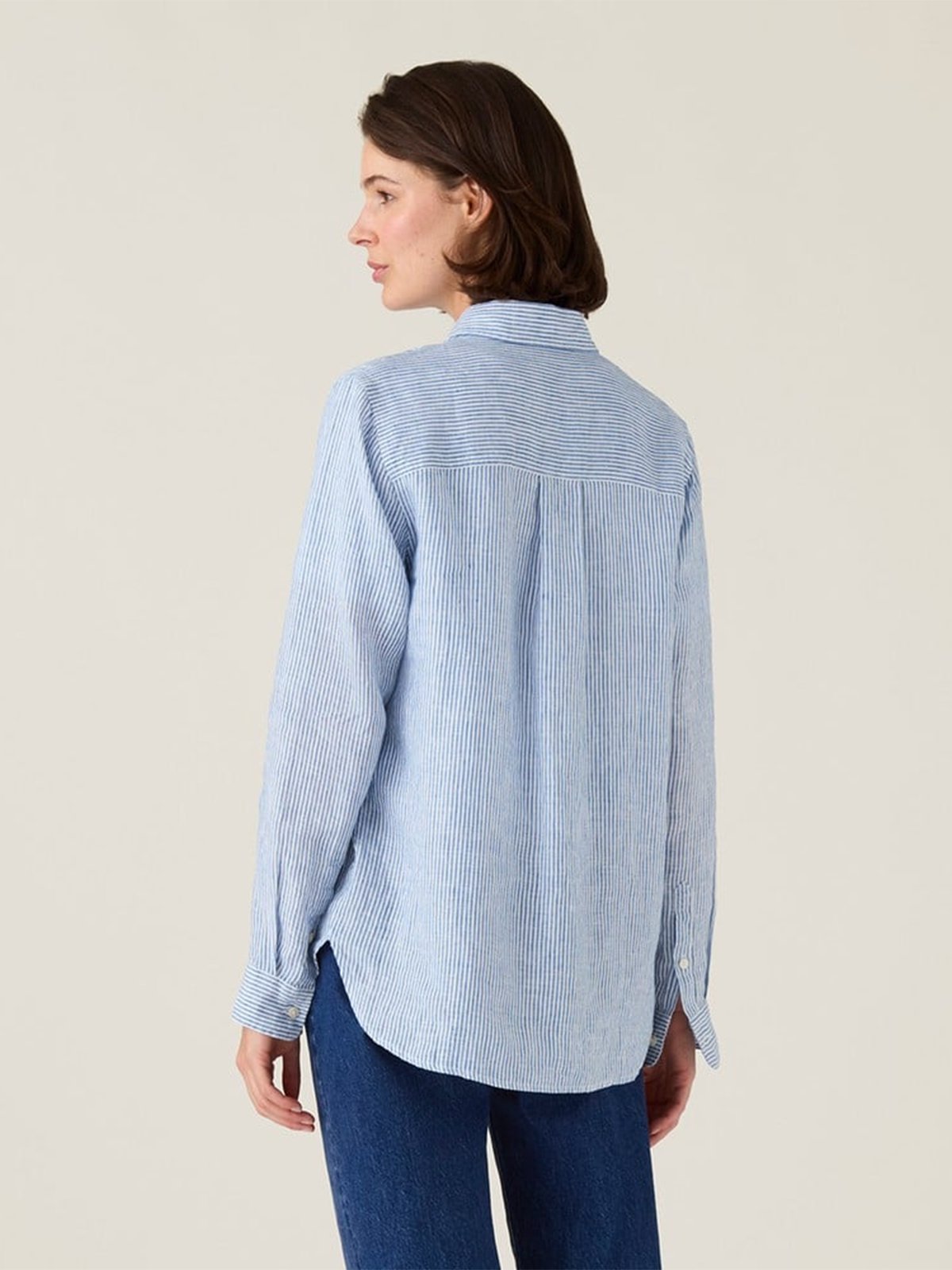 Lexington Classic Linen Shirt Blue / White stripe