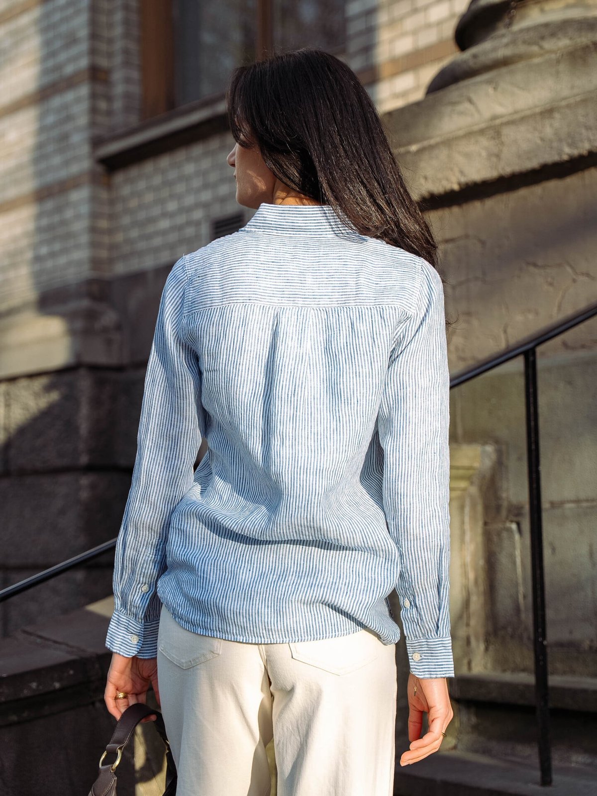 Lexington Classic Linen Shirt Blue / White stripe