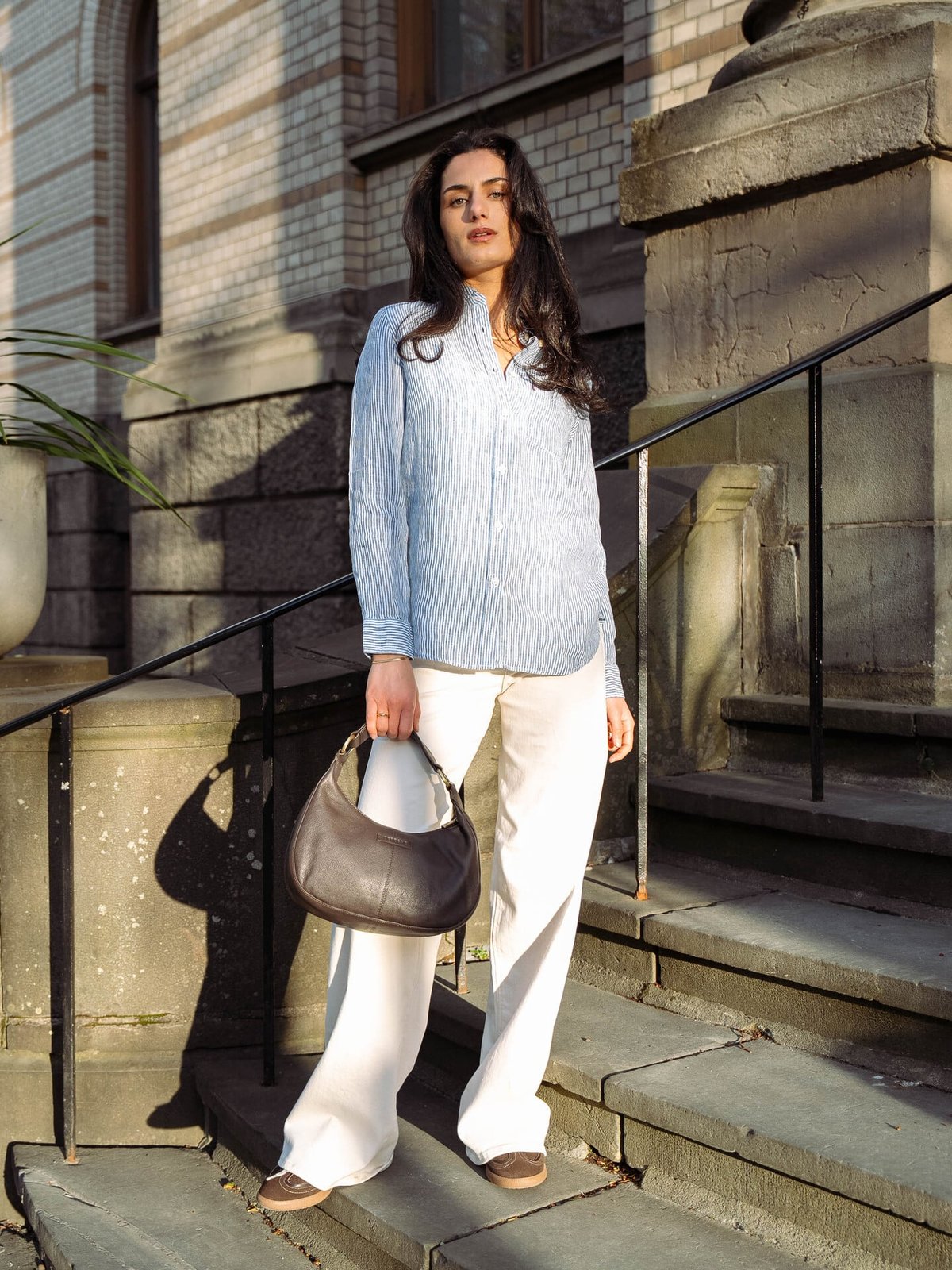 Lexington Classic Linen Shirt Blue / White stripe