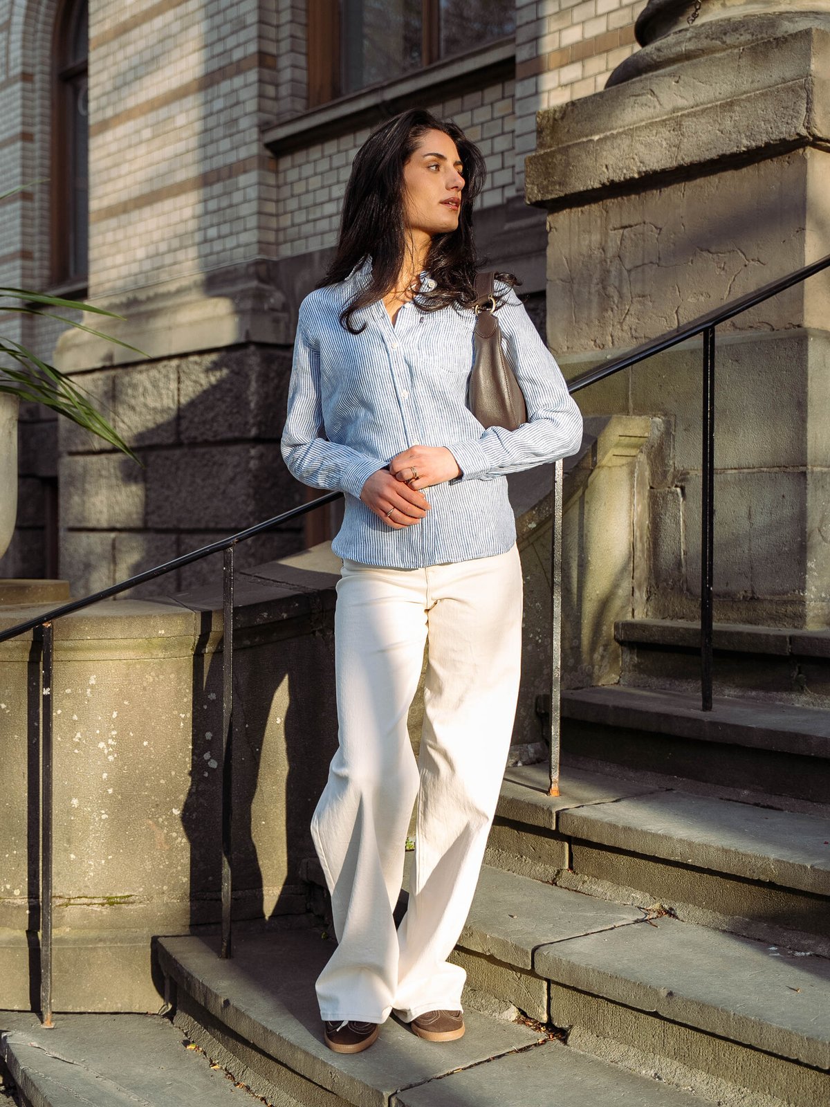 Lexington Classic Linen Shirt Blue / White stripe