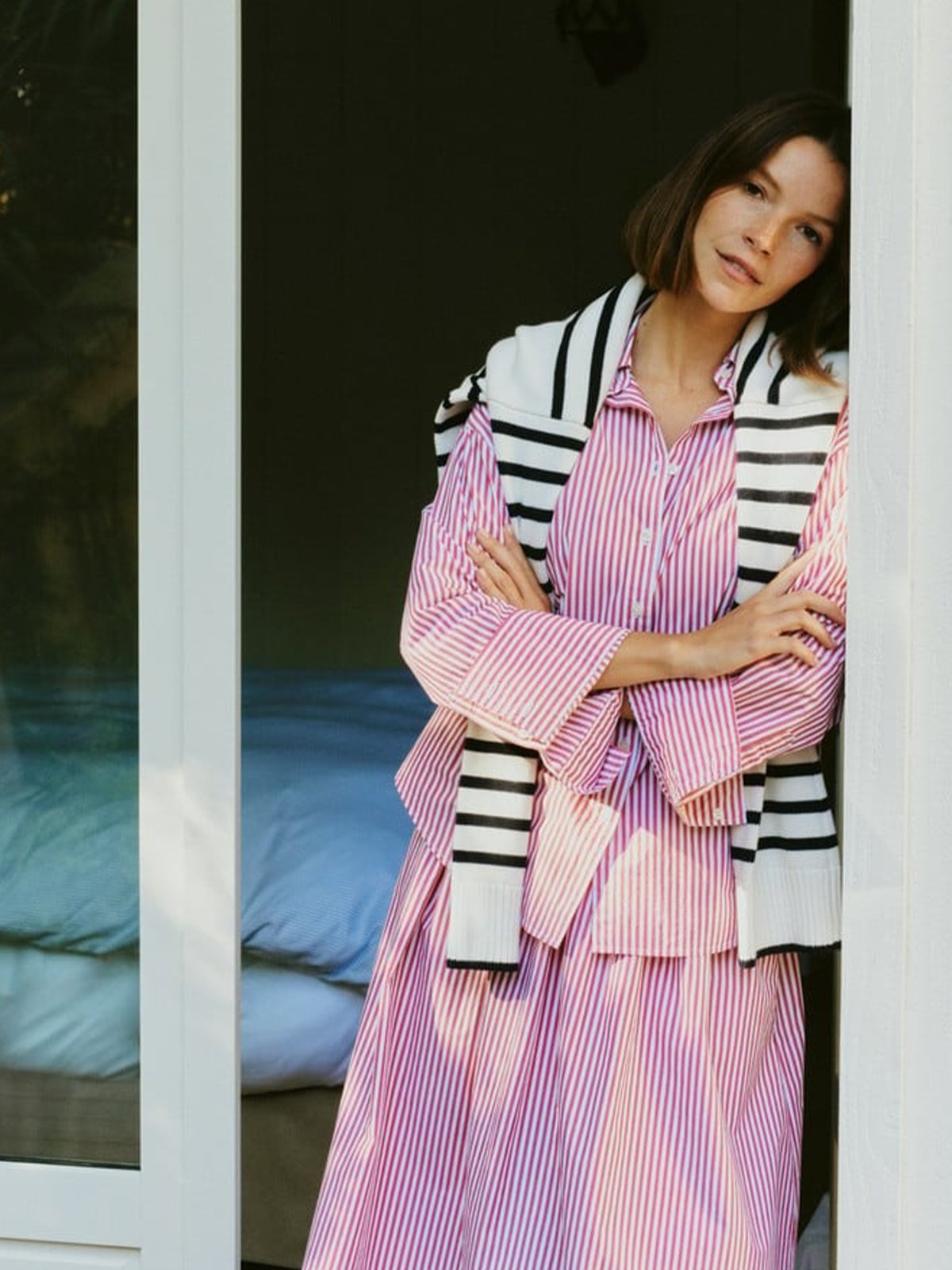 Lexington Casual Organic Cotton Poplin Shirt Rød / Hvit