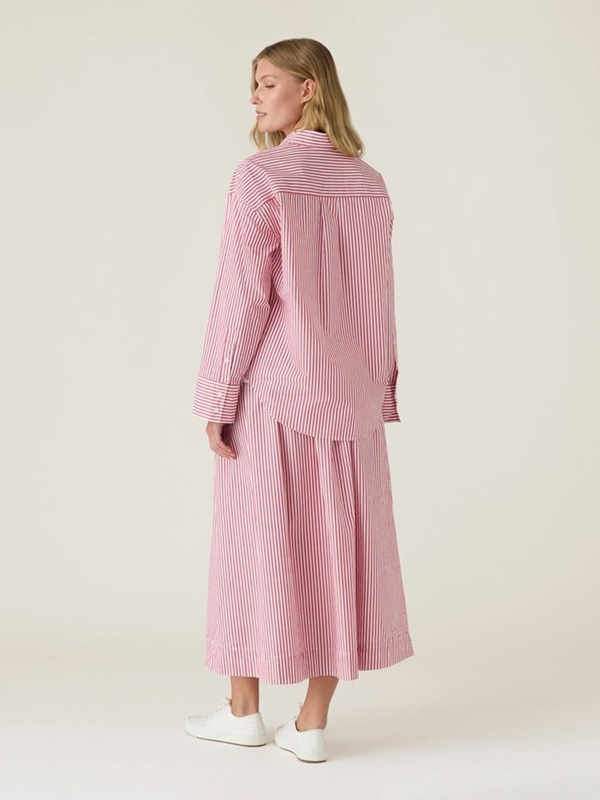 Lexington Casual Organic Cotton Poplin Shirt Rød / Hvit