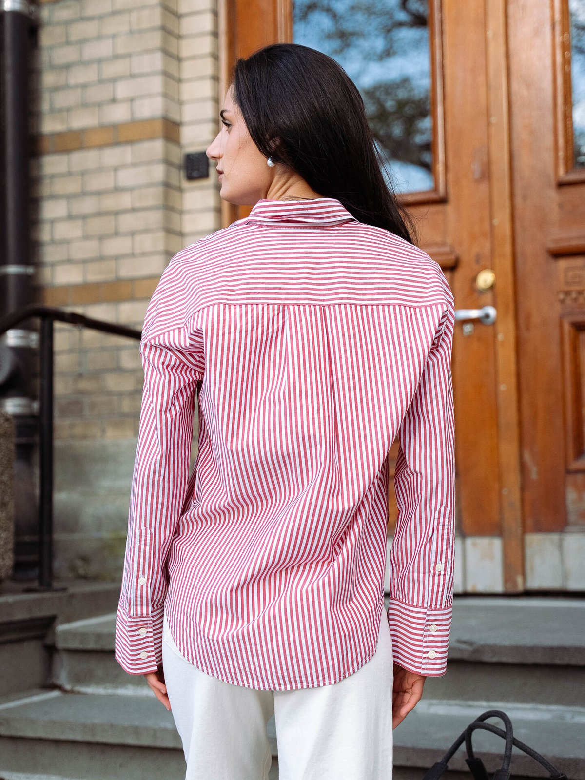 Lexington Casual Organic Cotton Poplin Shirt Rød / Hvit