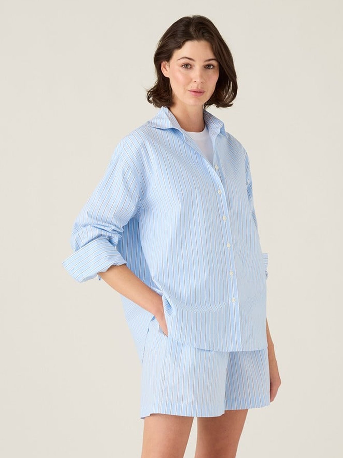 Lexington Casual Organic Cotton Poplin Shirt Blå multistripe