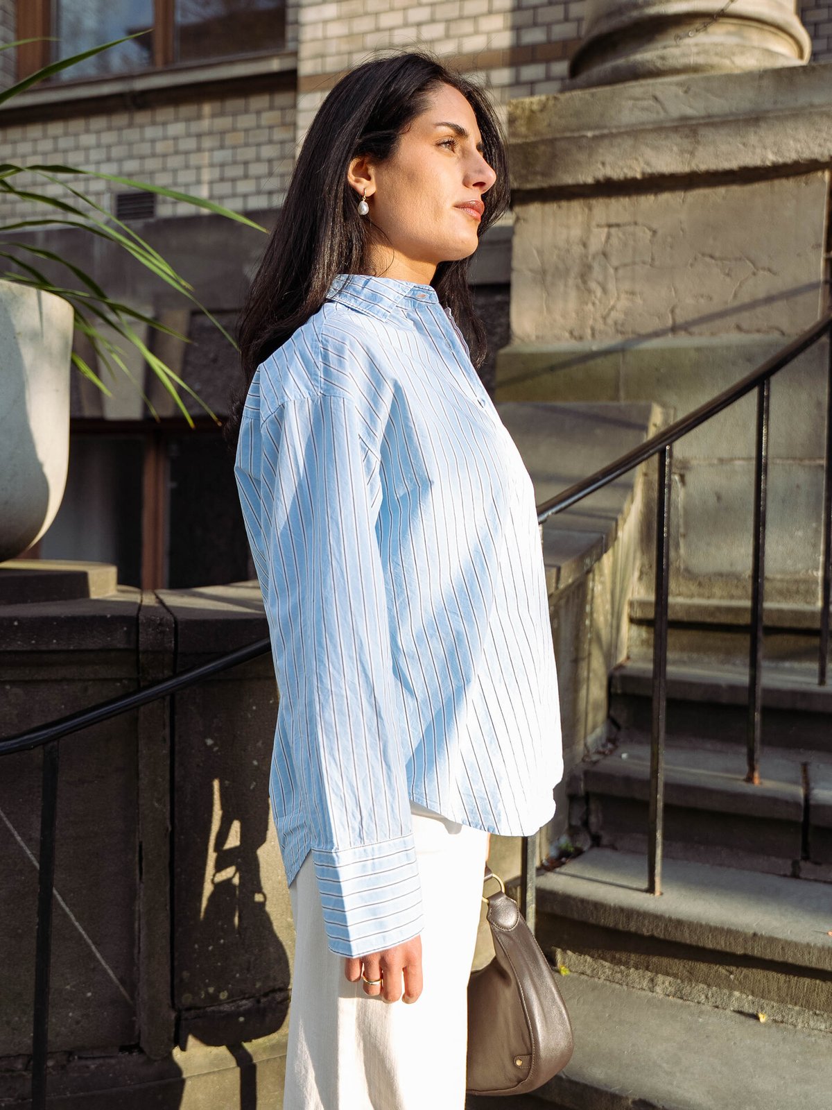 Lexington Casual Organic Cotton Poplin Shirt Blå multistripe