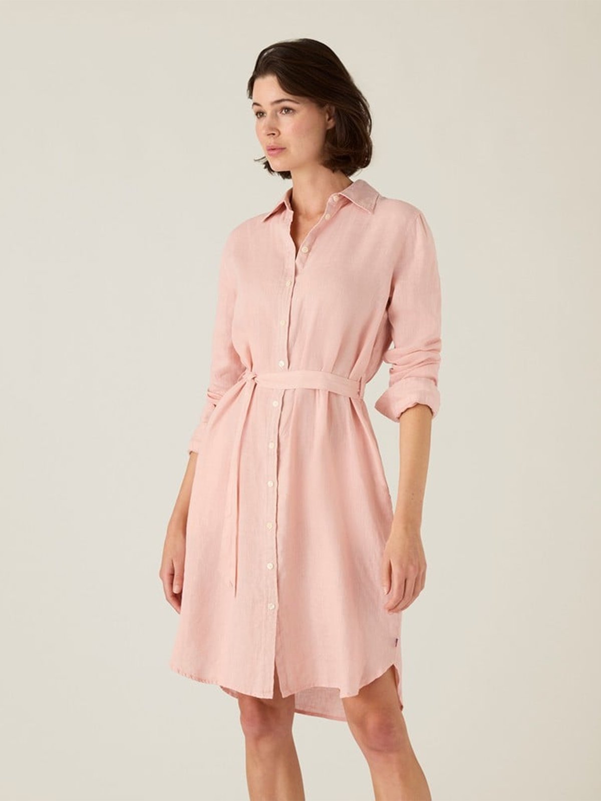 Lexington Linen Shirt Dress Rosa
