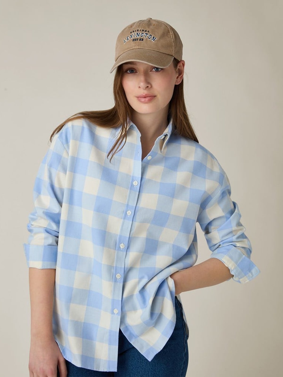 Lexington Casual Fit Checked Flannel Shirt Beige / Blå
