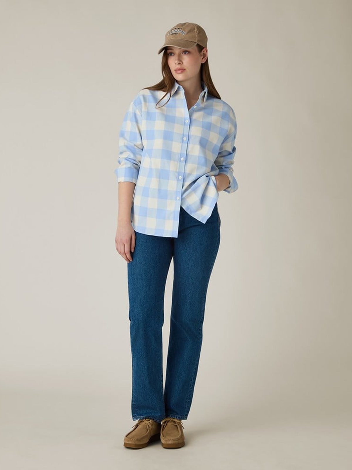 Lexington Casual Fit Checked Flannel Shirt Beige / Blå
