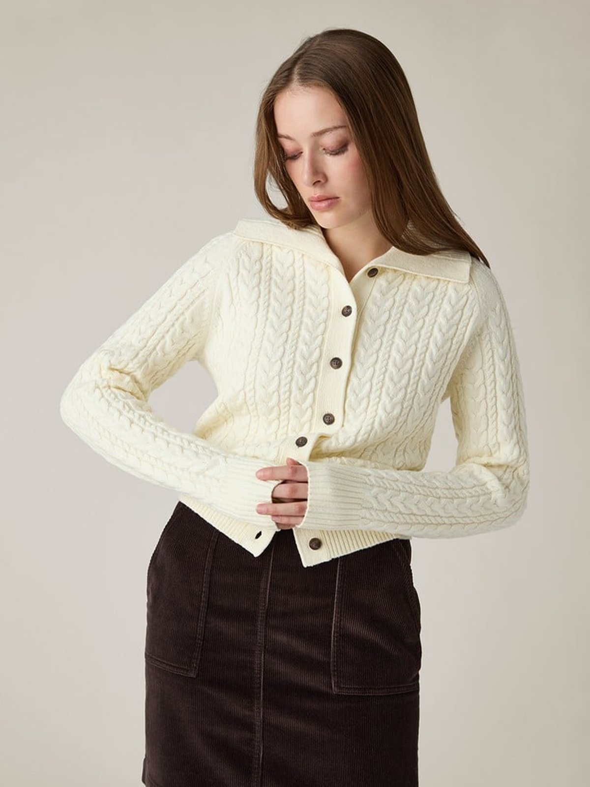 Lexington Cable Cardigan Offwhite
